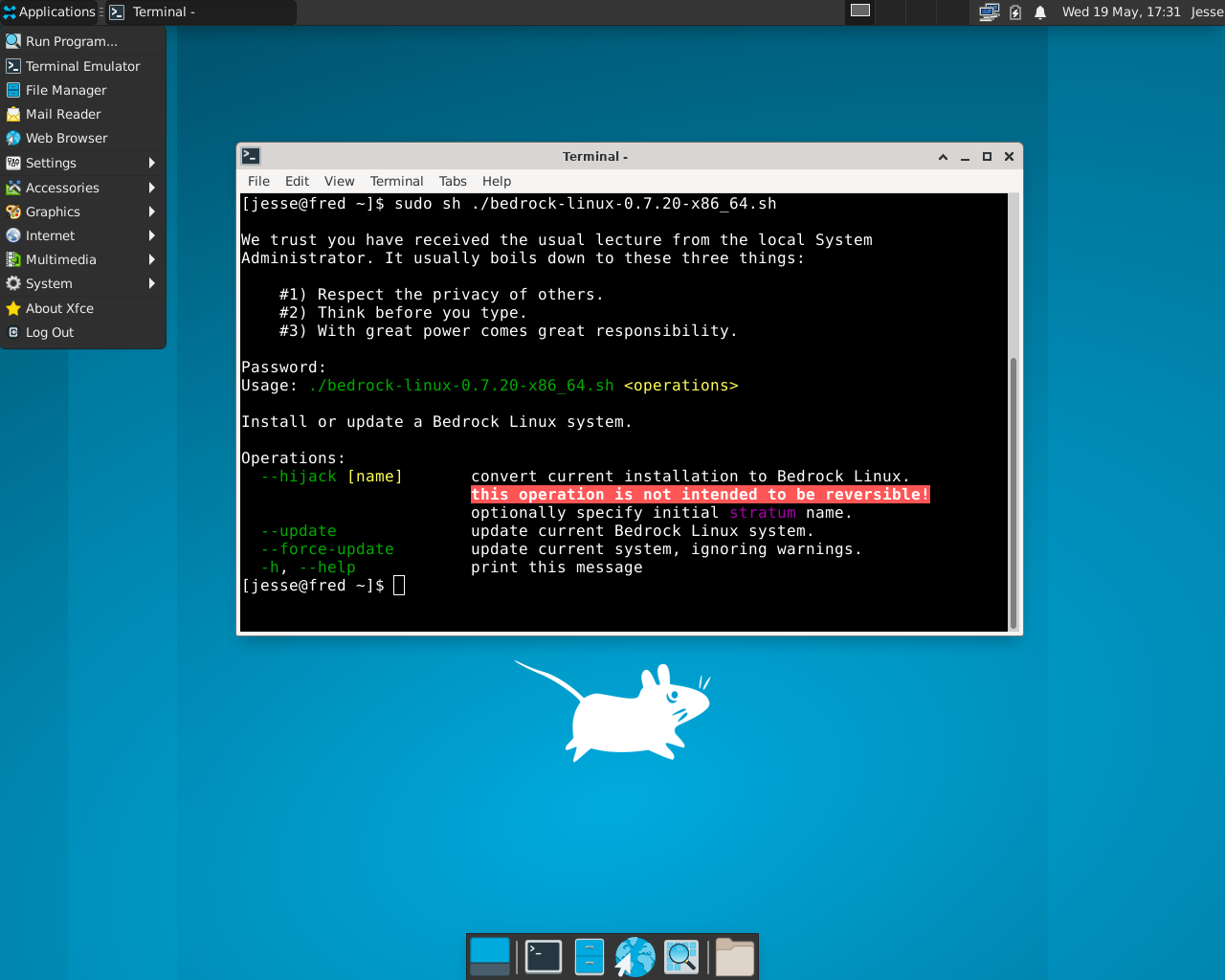 Bedrock desktop screenshot: 0.7.20 hijack