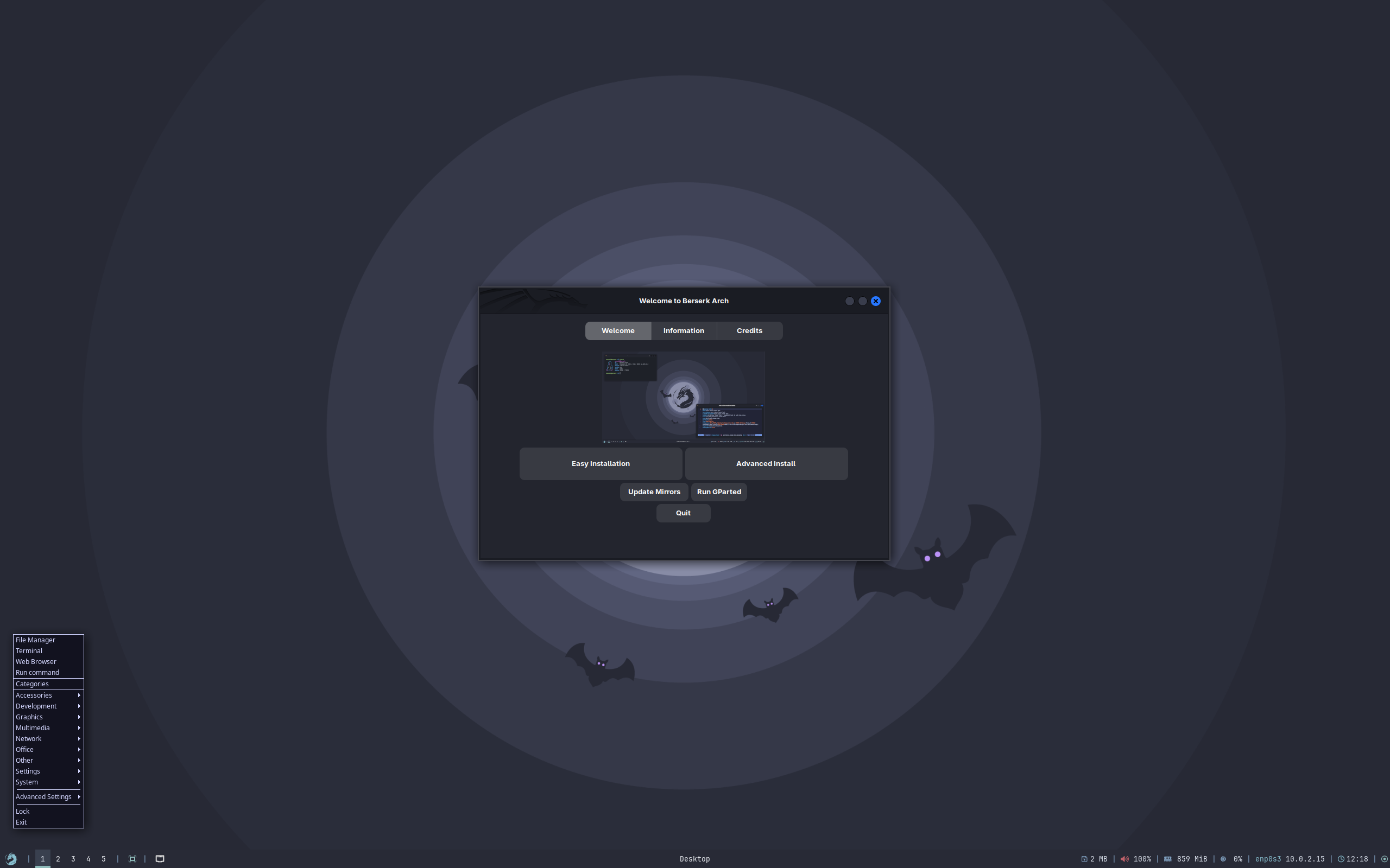 Berserk Arch desktop screenshot: 2025.12.14