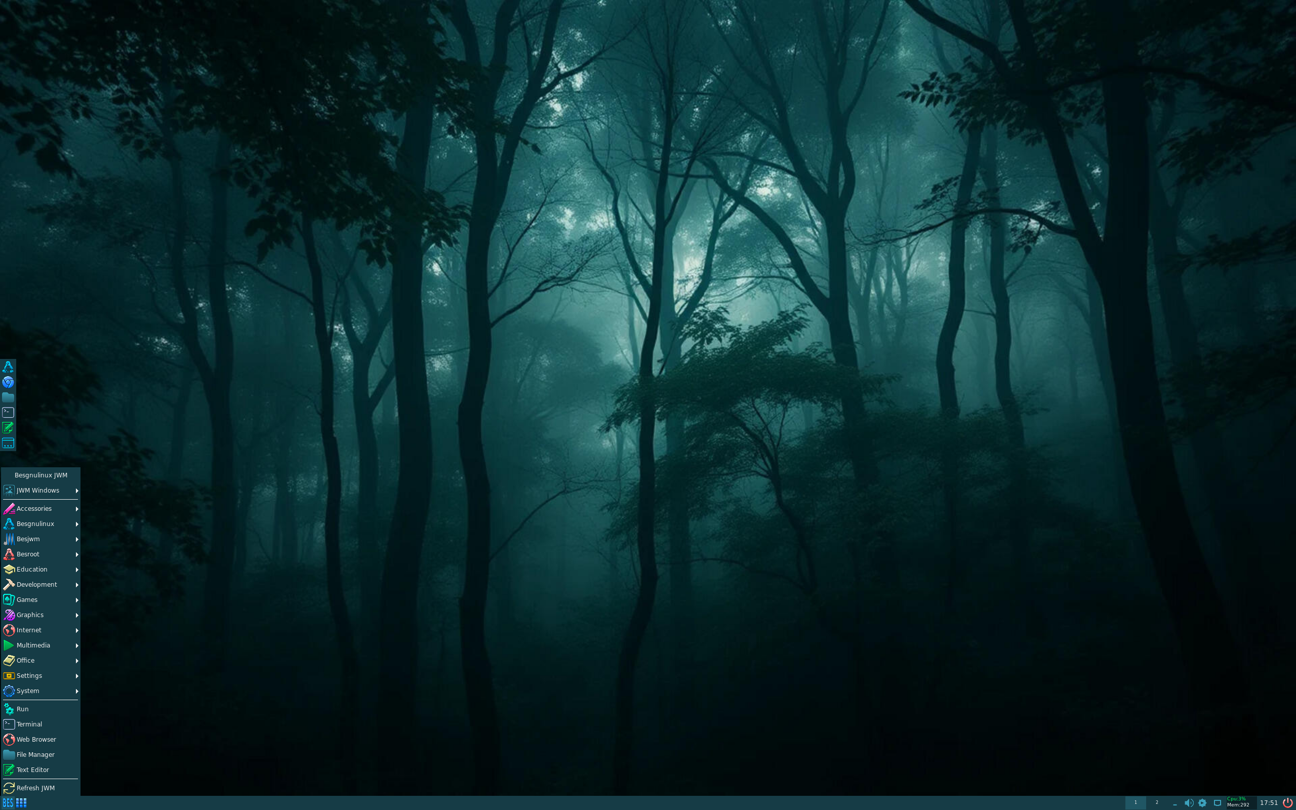 Besgnulinux desktop screenshot: 3 0