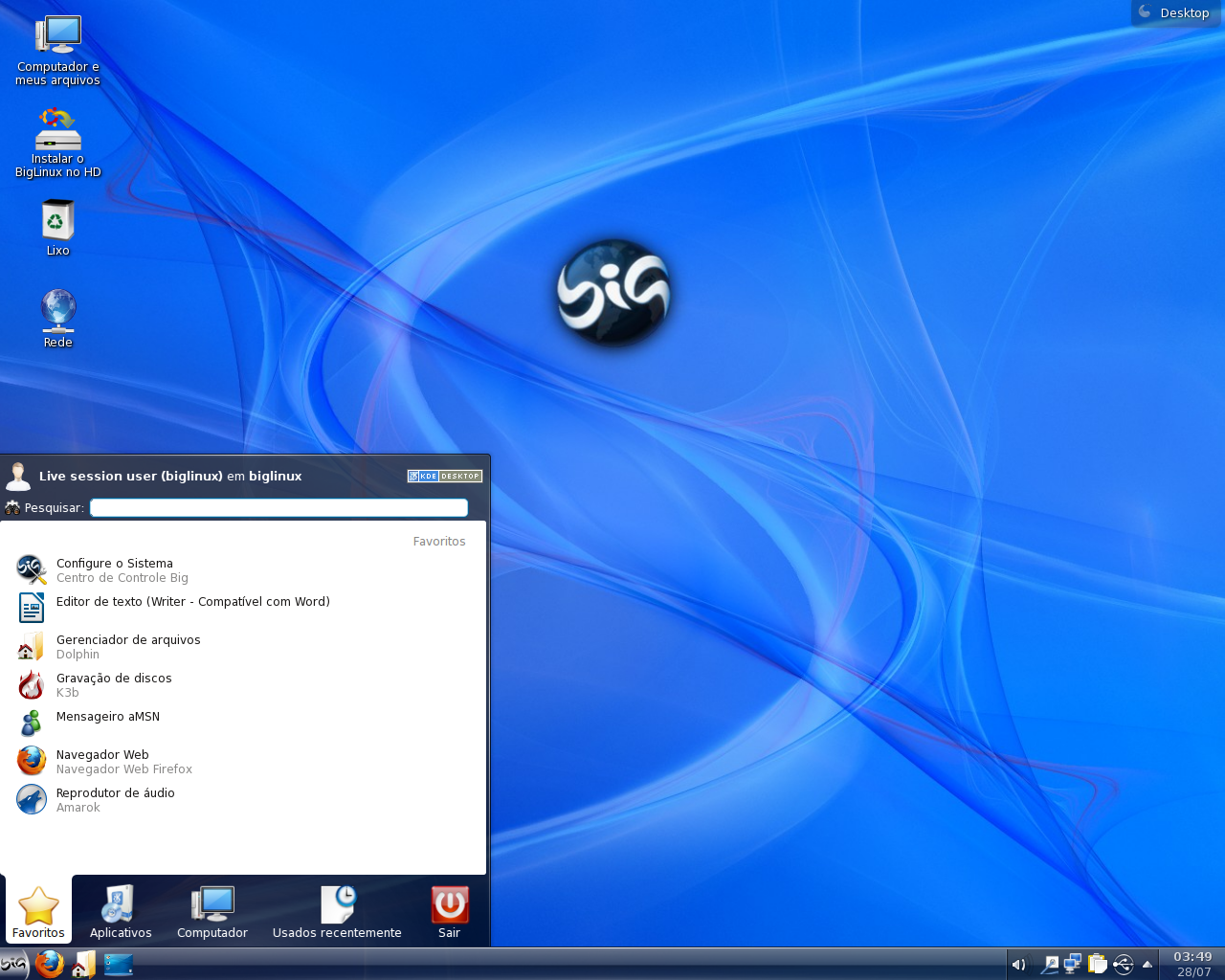 BigLinux desktop screenshot: 12.04