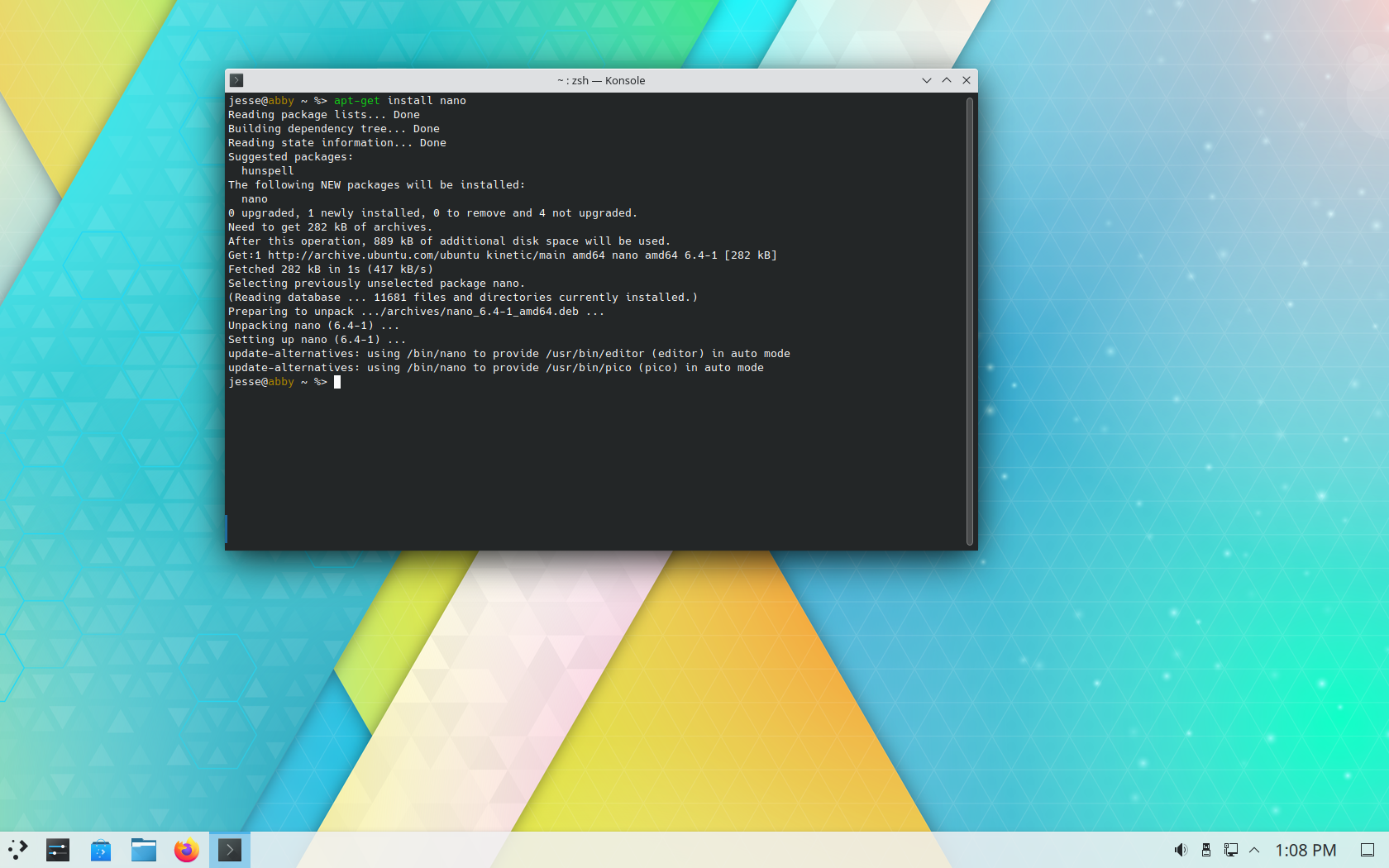 blendOS desktop screenshot: 2023.01.26 apt