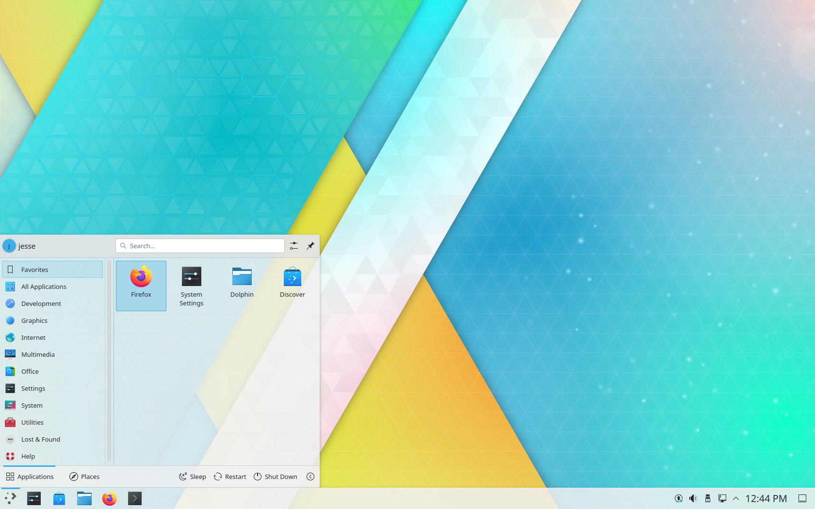 blendOS desktop screenshot: 2023.01.26 menu