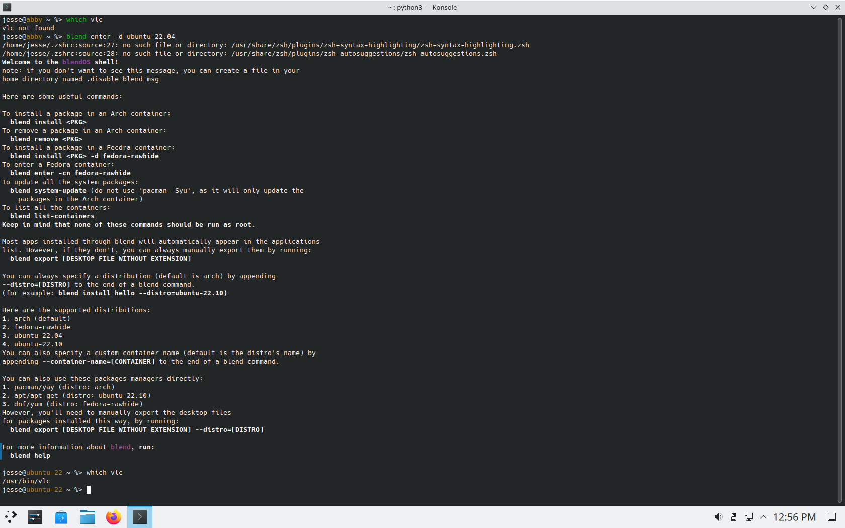 blendOS desktop screenshot: 2023.01.26 vlc