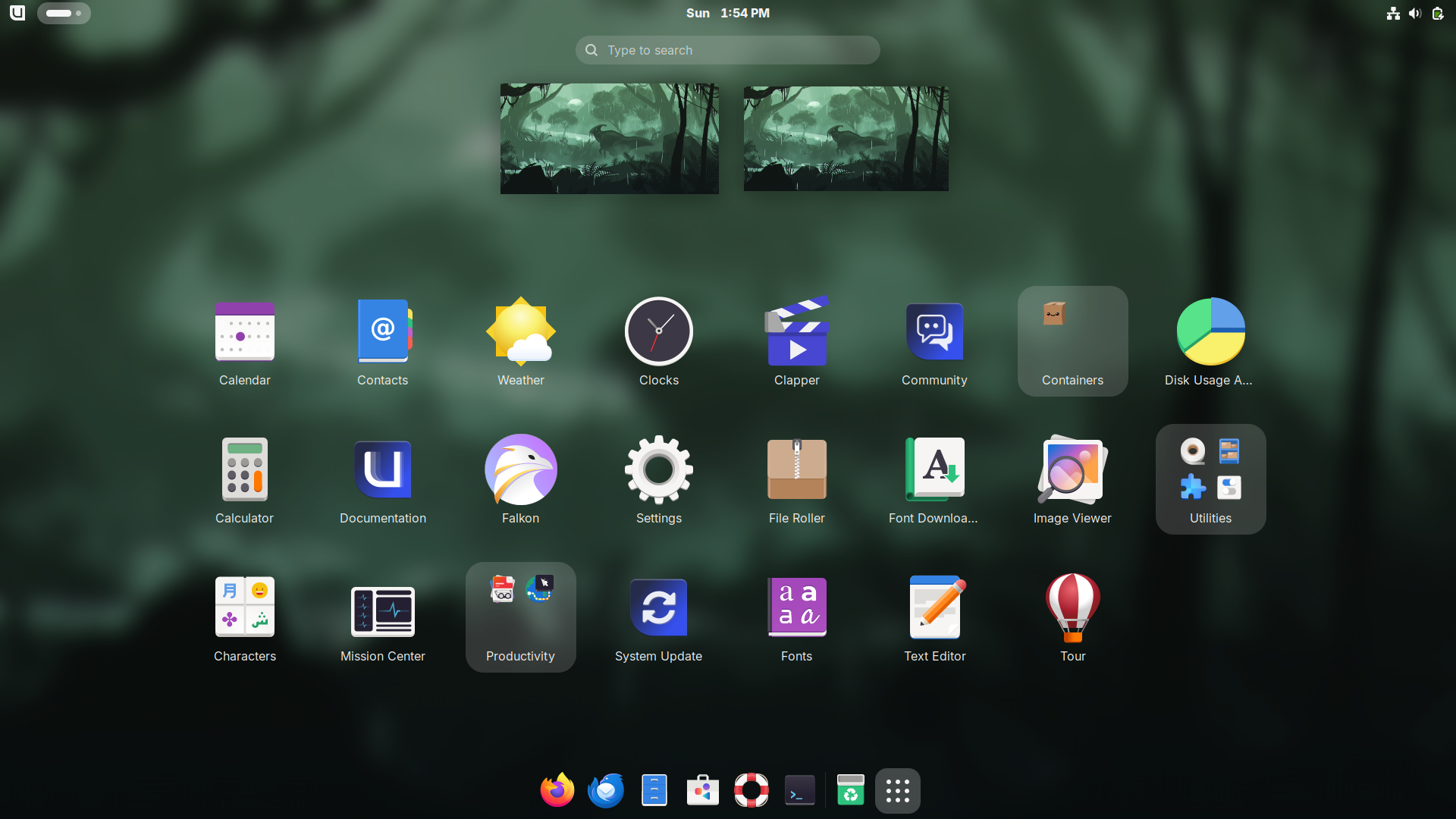 Bluefin desktop screenshot: 41 applications