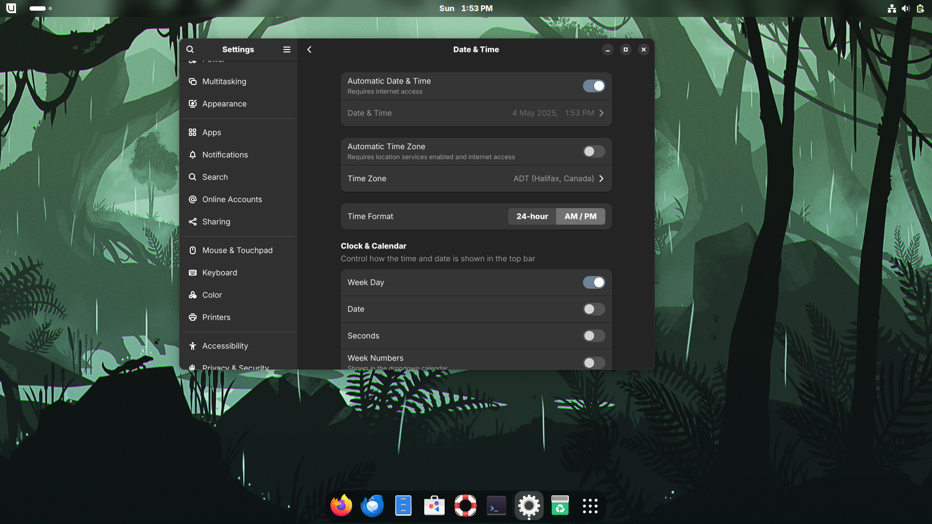 Bluefin desktop screenshot: 41 settings