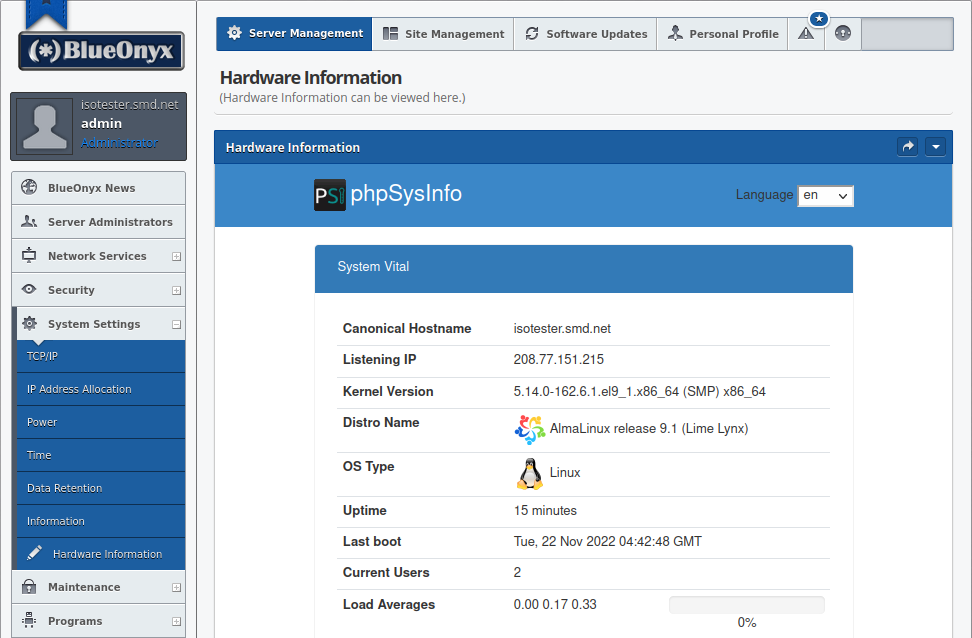 BlueOnyx desktop screenshot: 5211r