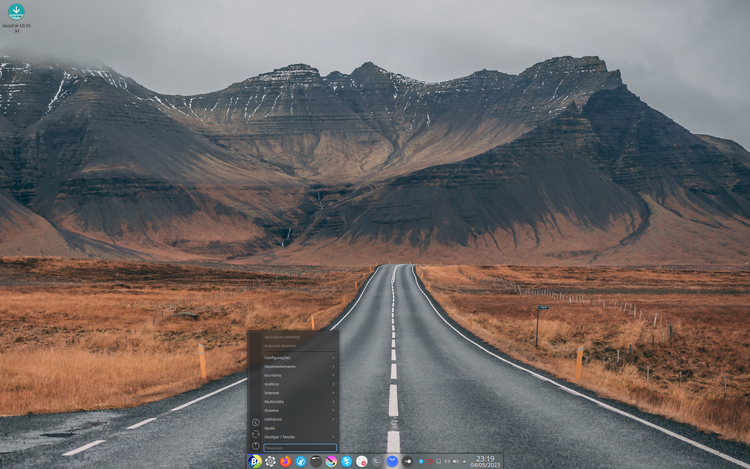 Br OS desktop screenshot: 23.04
