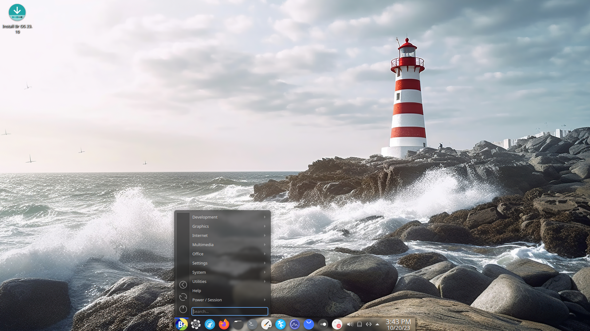 Br OS desktop screenshot: 23.10