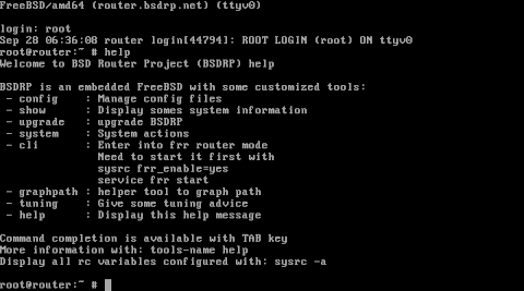 BSDRP desktop screenshot: Distribution overview