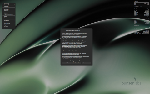 BunsenLabs desktop screenshot: Distribution overview