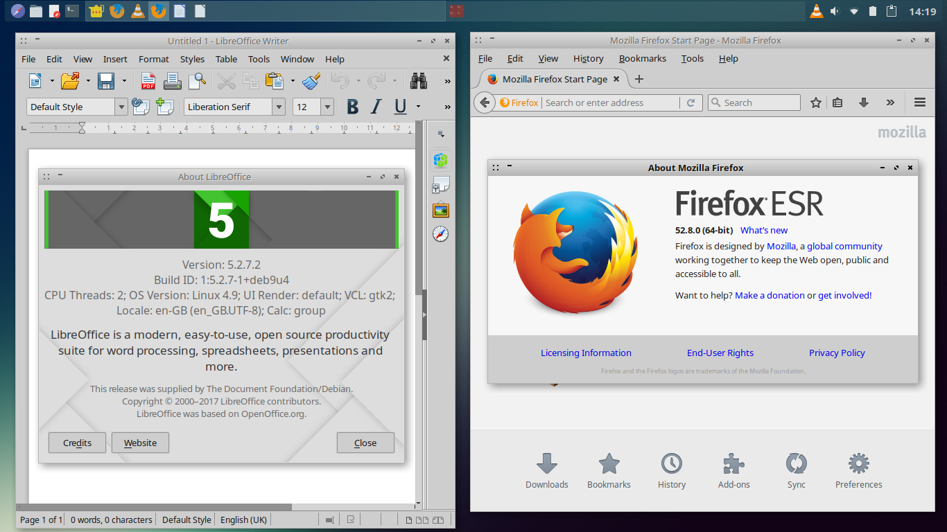 BunsenLabs desktop screenshot: helium applications