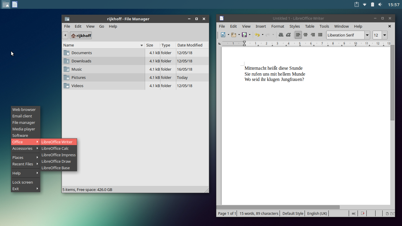 BunsenLabs desktop screenshot: helium customising bunsenlabs