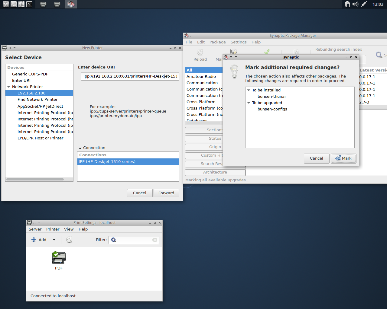 BunsenLabs desktop screenshot: hydrogen software