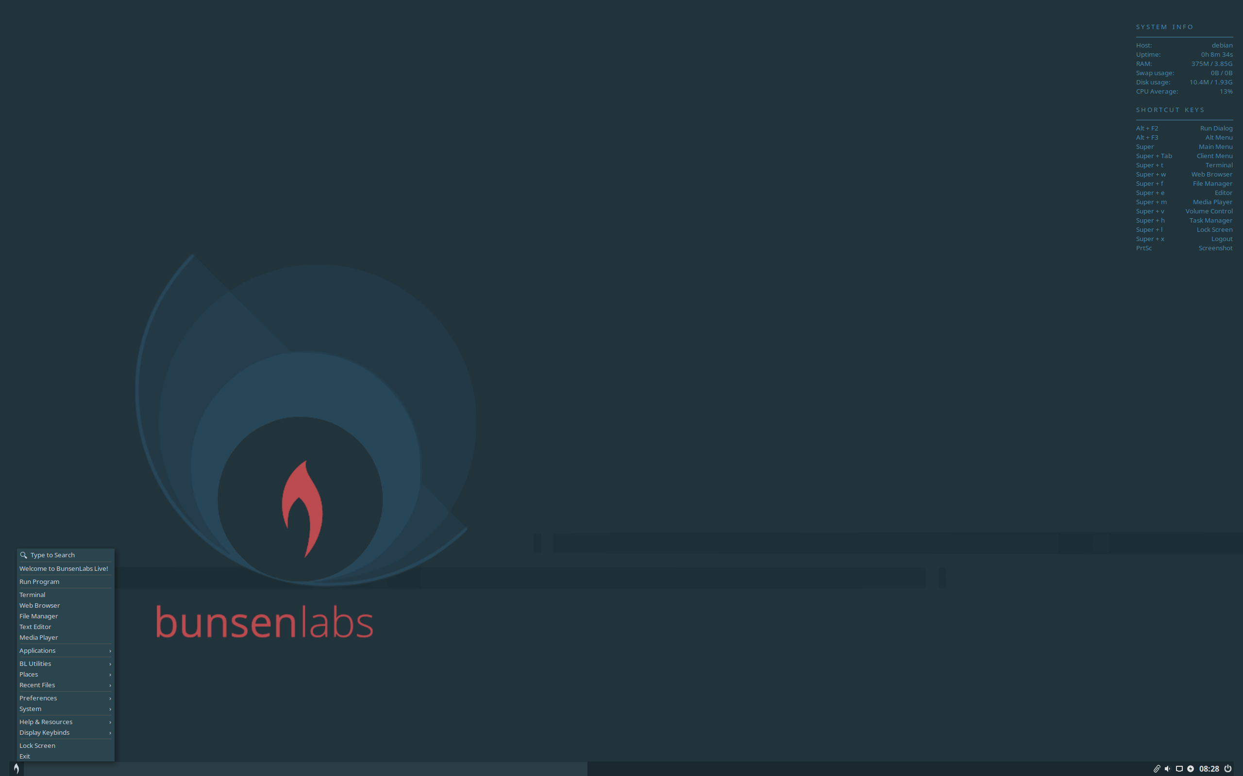 BunsenLabs desktop screenshot: lithium 3