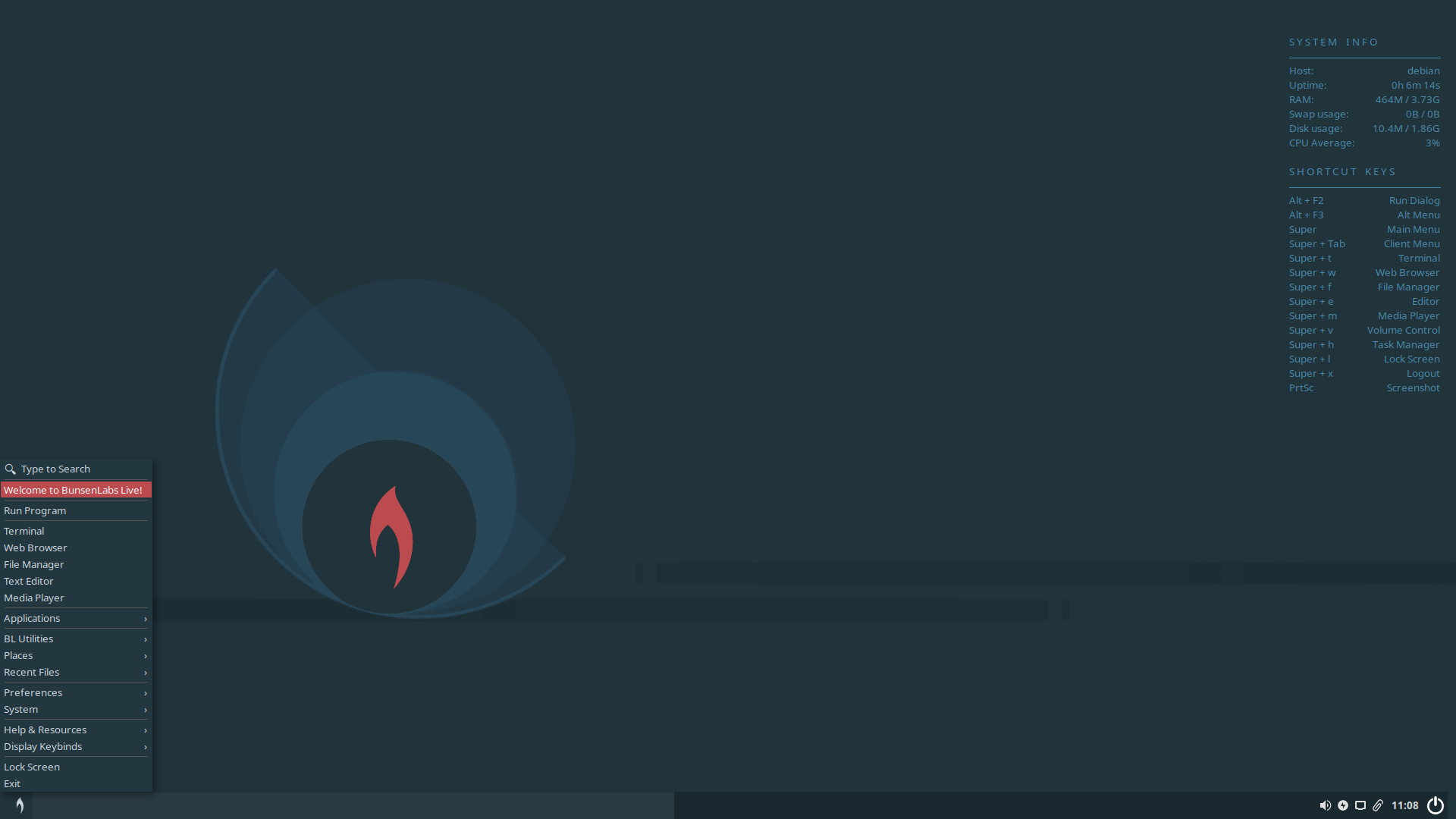 BunsenLabs desktop screenshot: lithium dev4