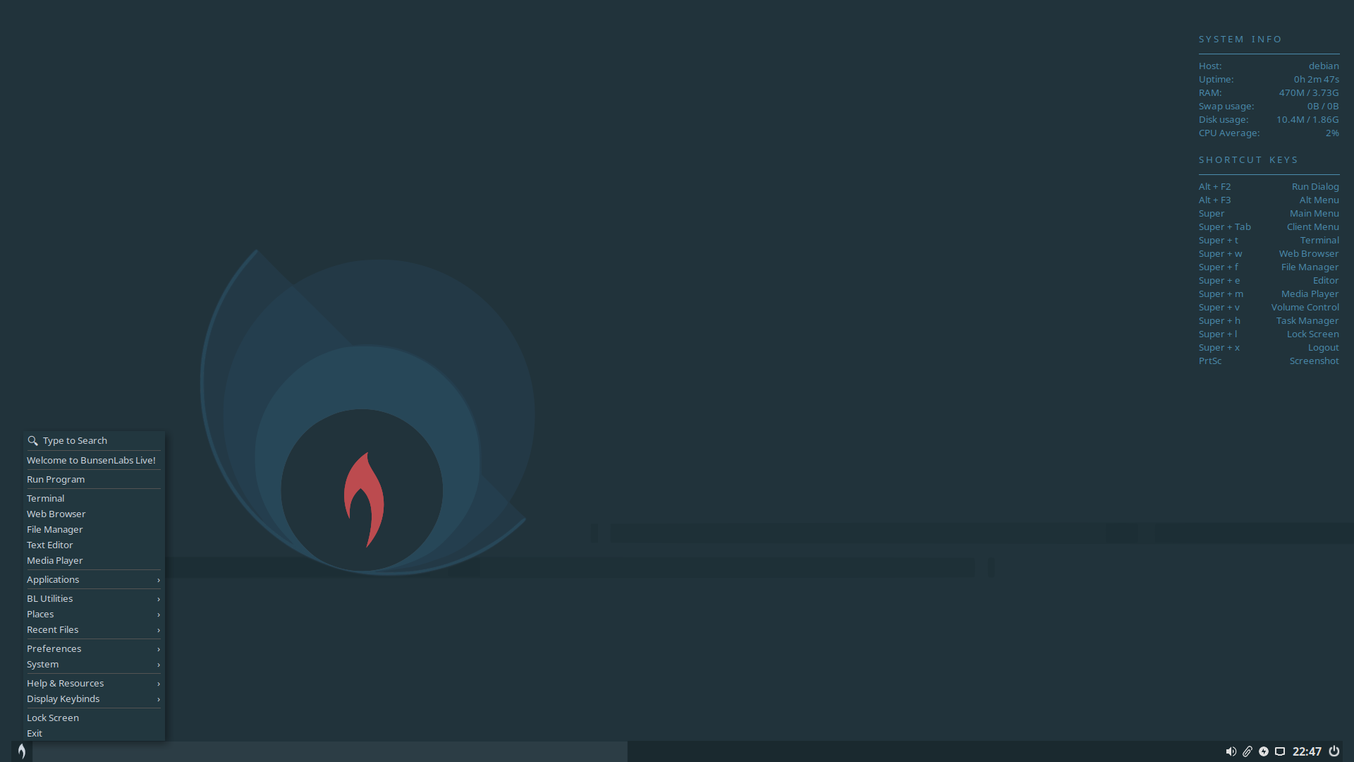 BunsenLabs desktop screenshot: lithium