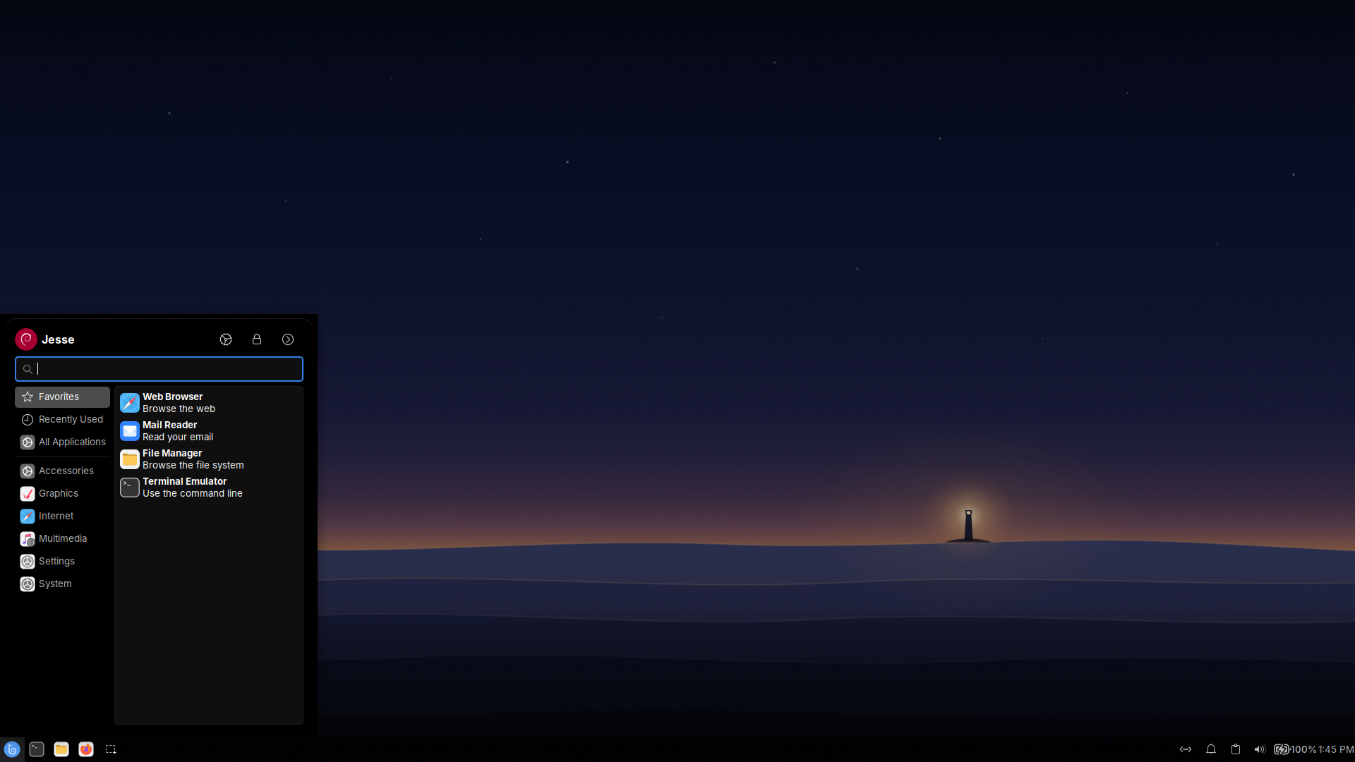 Butterbian desktop screenshot: 0.5.0 menu