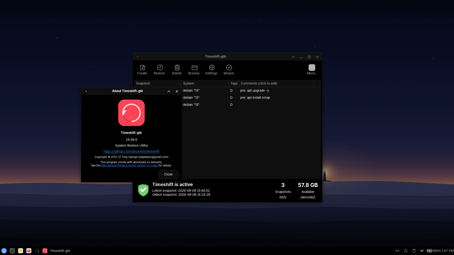 Butterbian desktop screenshot: 0.5.0 snapshots