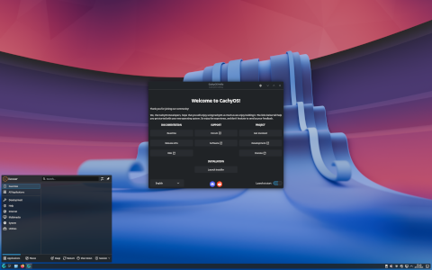 CachyOS desktop screenshot: Distribution overview