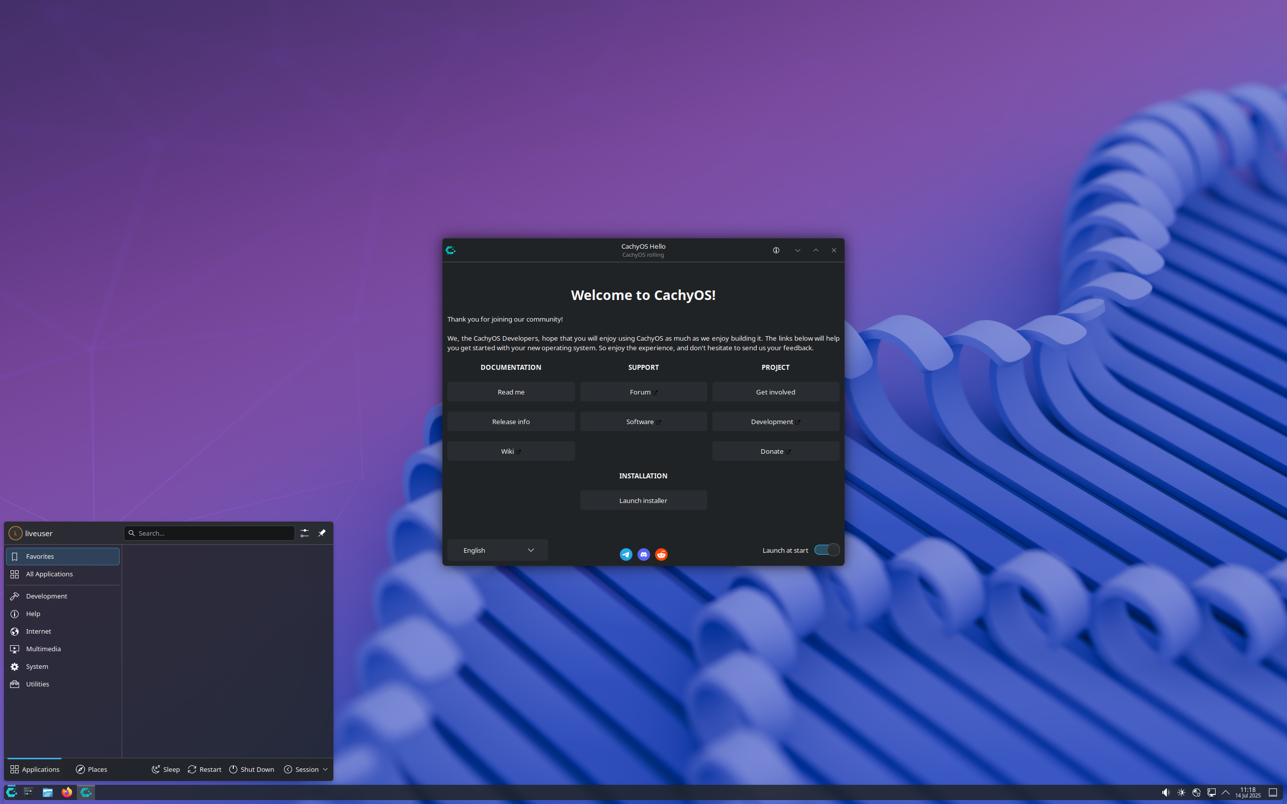 CachyOS desktop screenshot: 250713