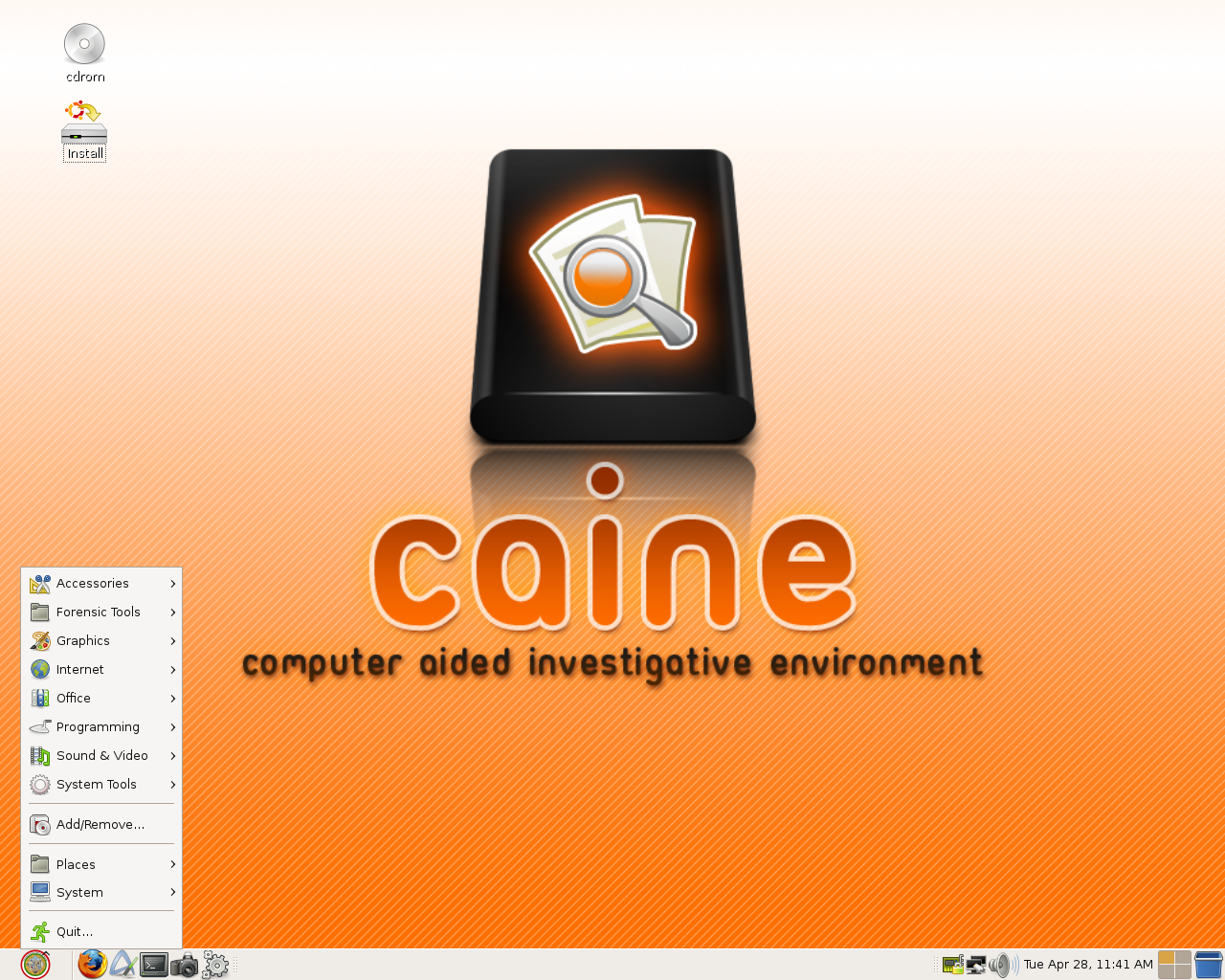 CAINE desktop screenshot: 0.5