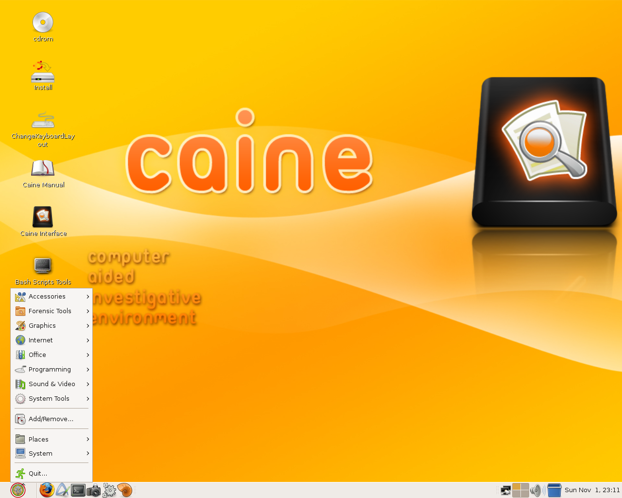 CAINE desktop screenshot: 1.0