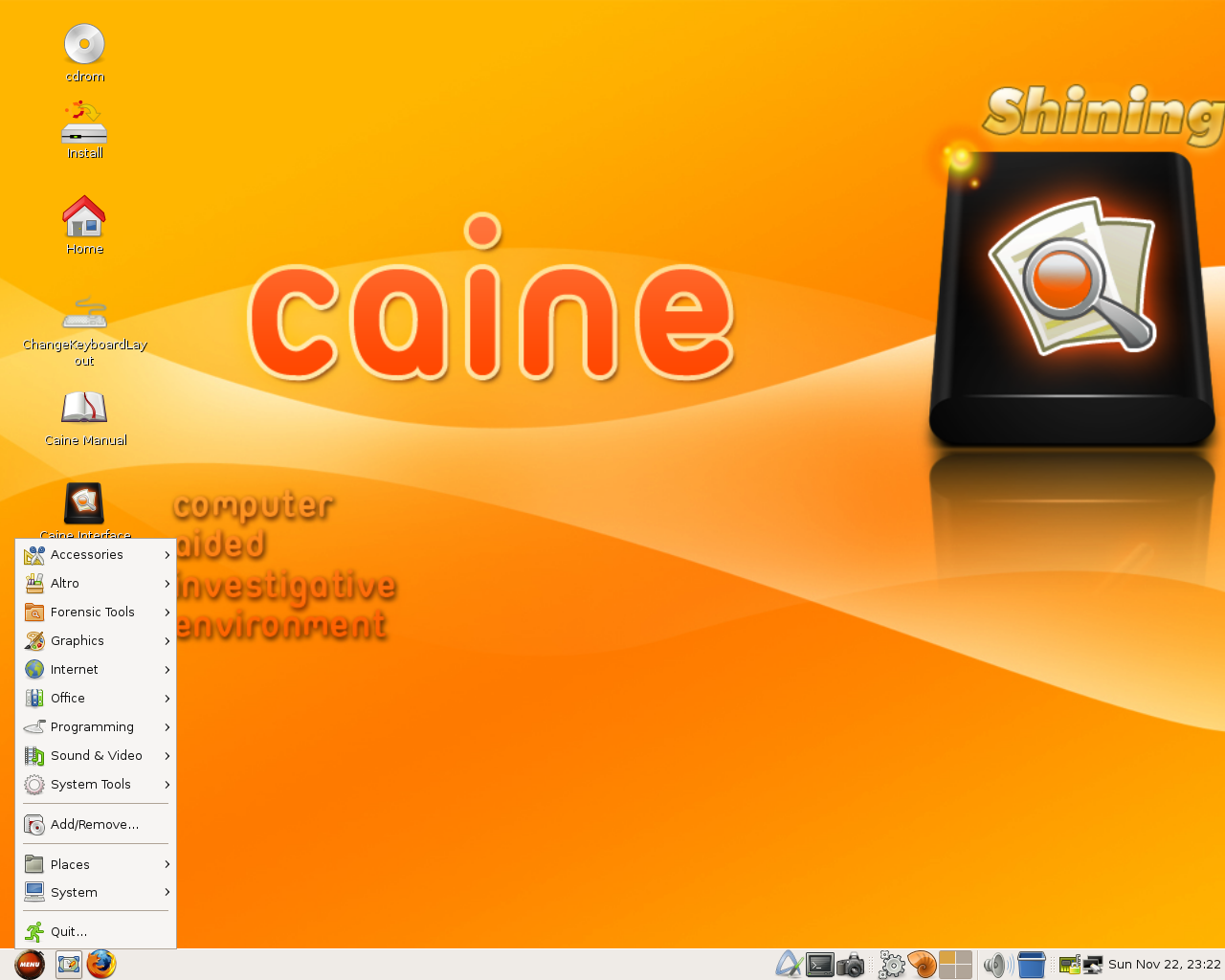 CAINE desktop screenshot: 1.5