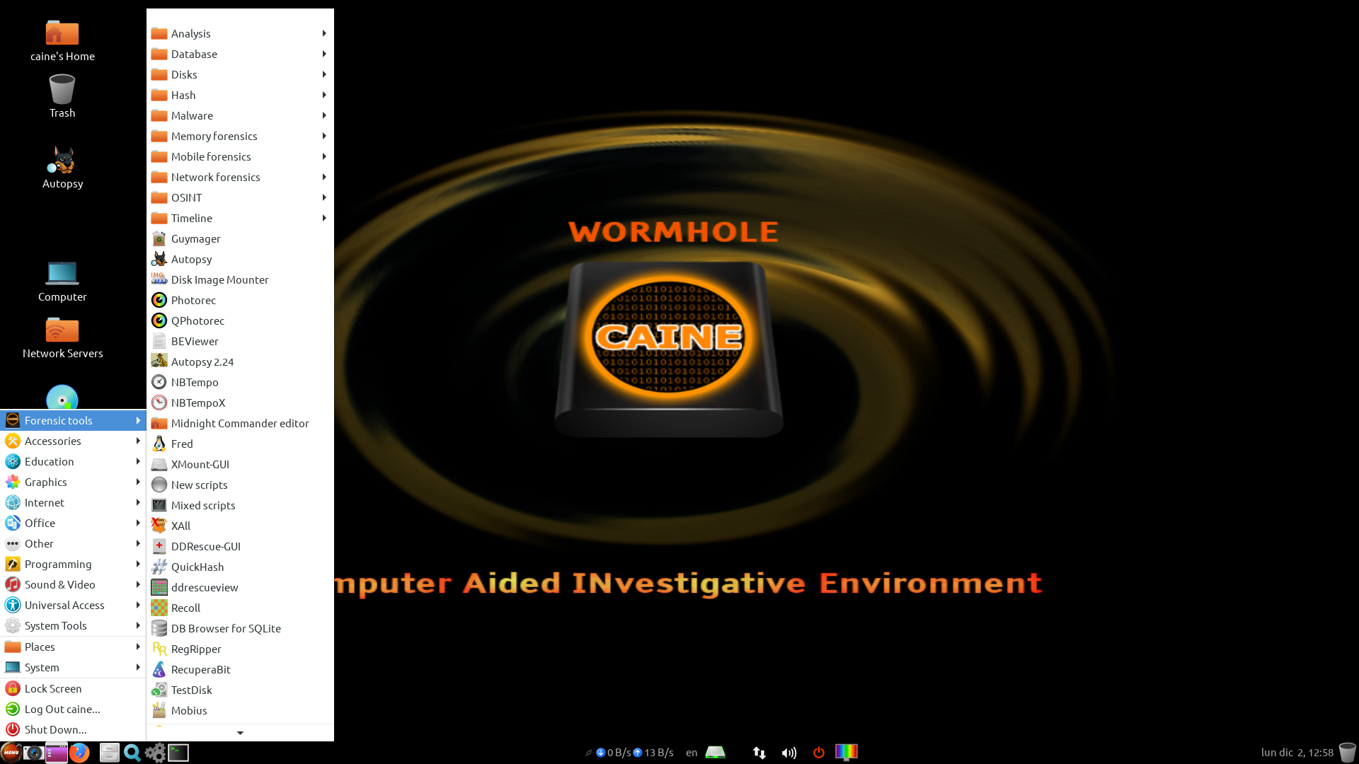 CAINE desktop screenshot: 11.0