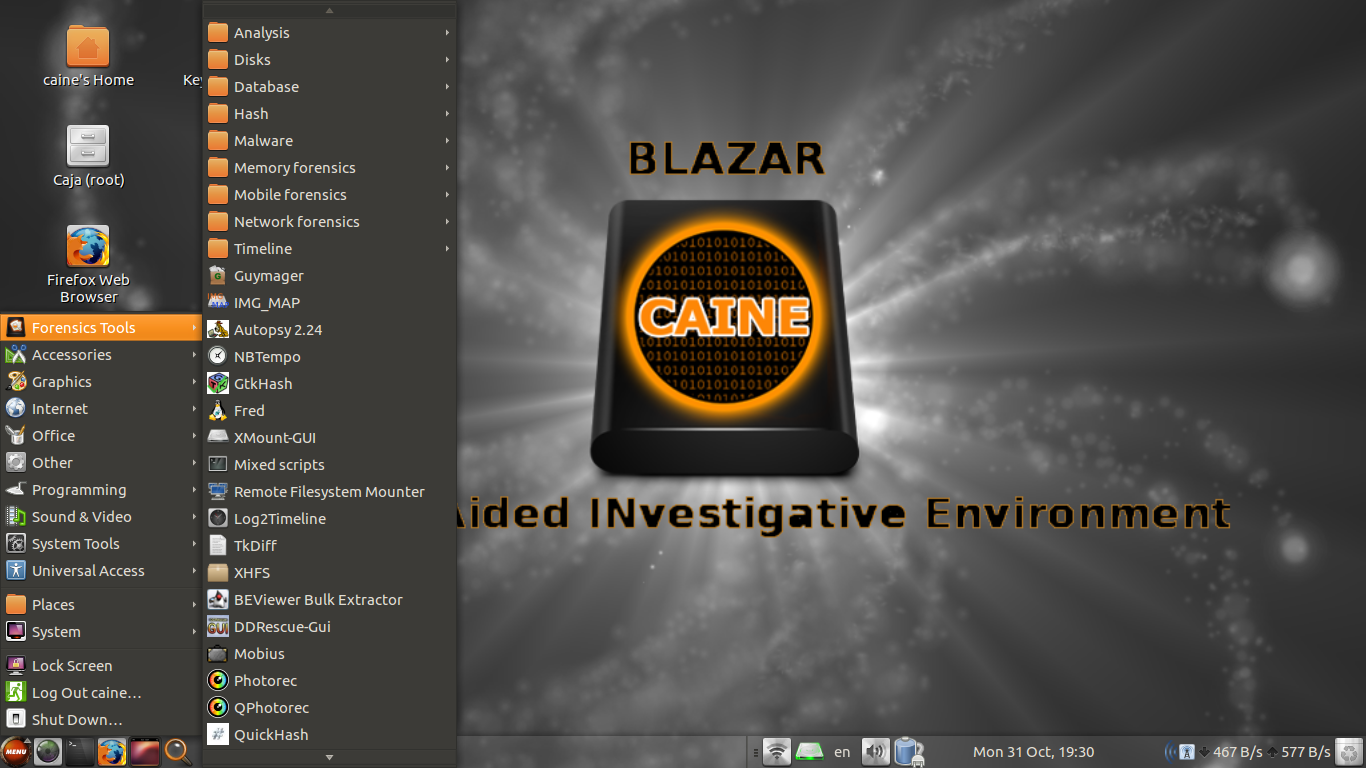 CAINE desktop screenshot: 8.0