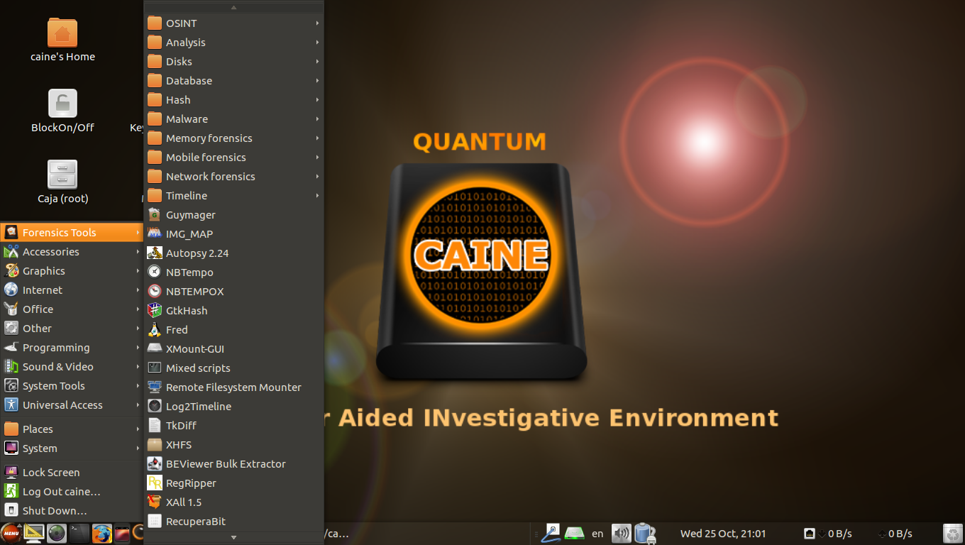 CAINE desktop screenshot: 9.0