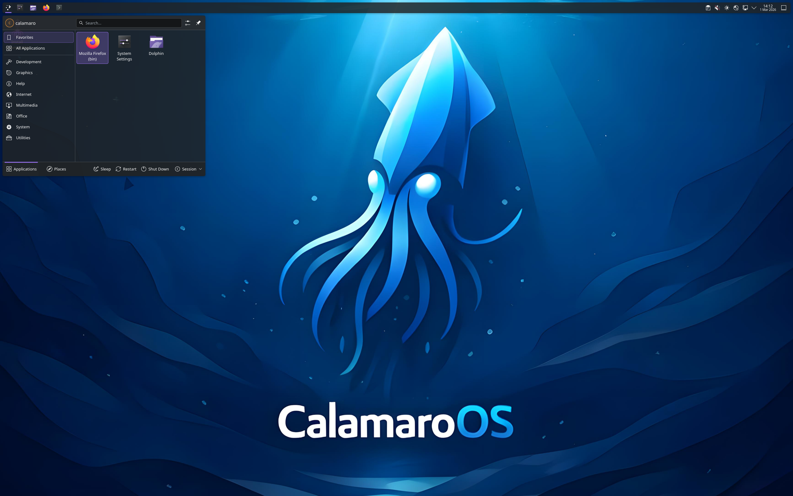 CalamaroOS desktop screenshot: 20260225