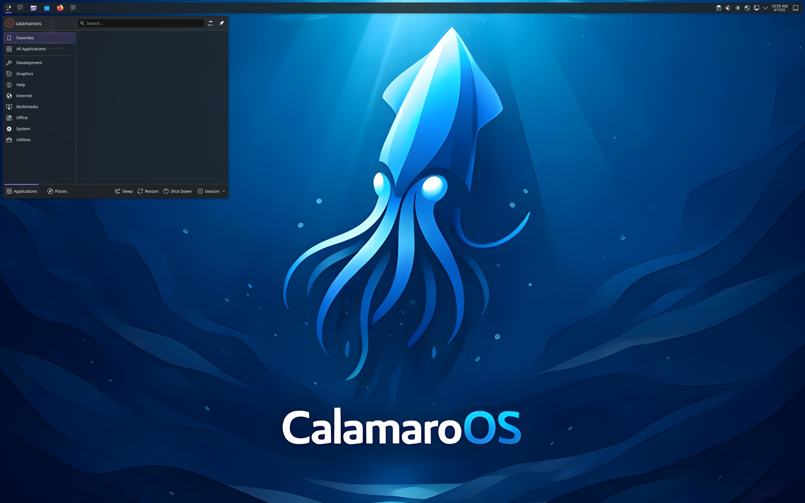 CalamaroOS desktop screenshot: 20260419