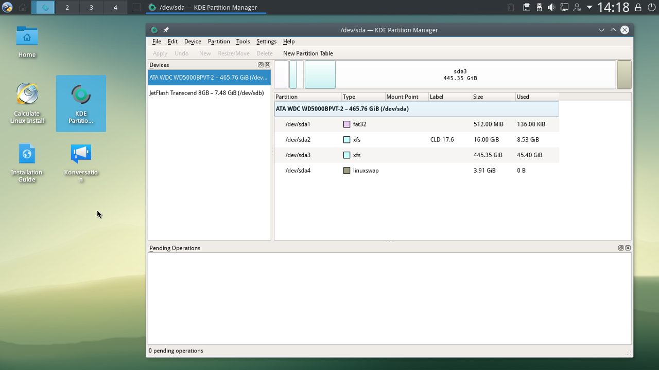 Calculate desktop screenshot: 17.6 partitions