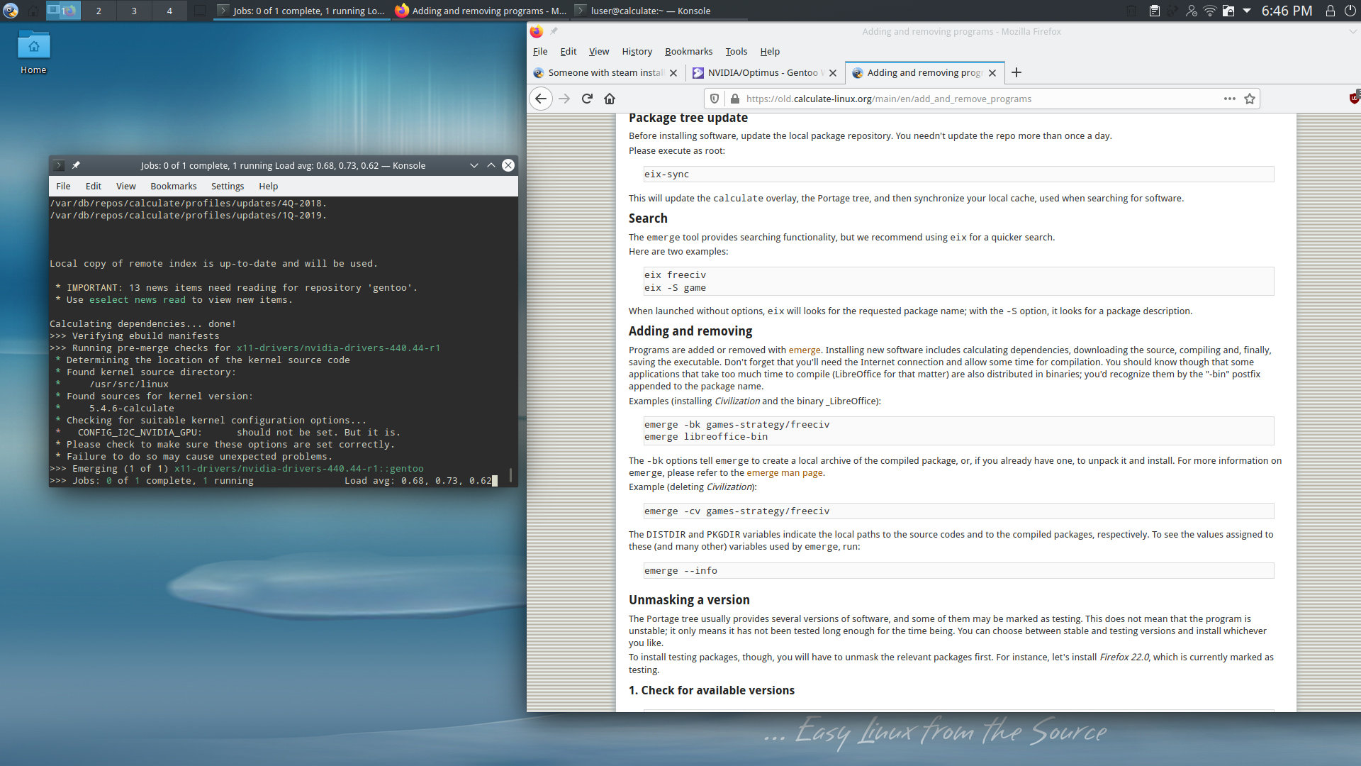 Calculate desktop screenshot: 20 figuring out emerge