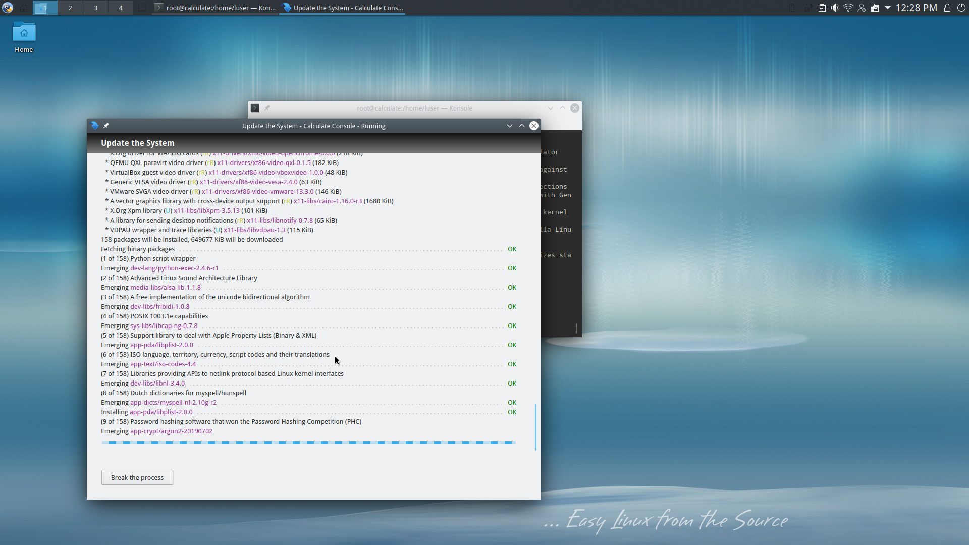 Calculate desktop screenshot: 20 updating system