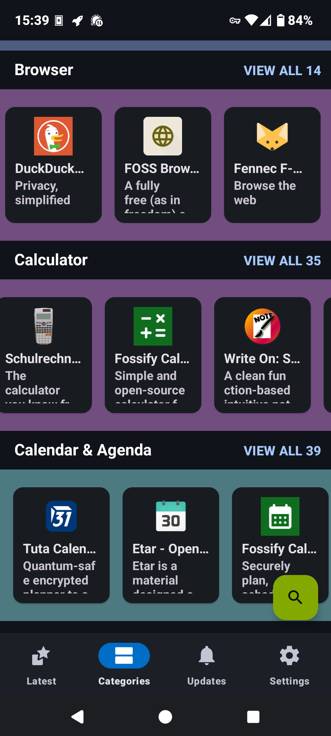 CalyxOS desktop screenshot: 6.8 fdroid