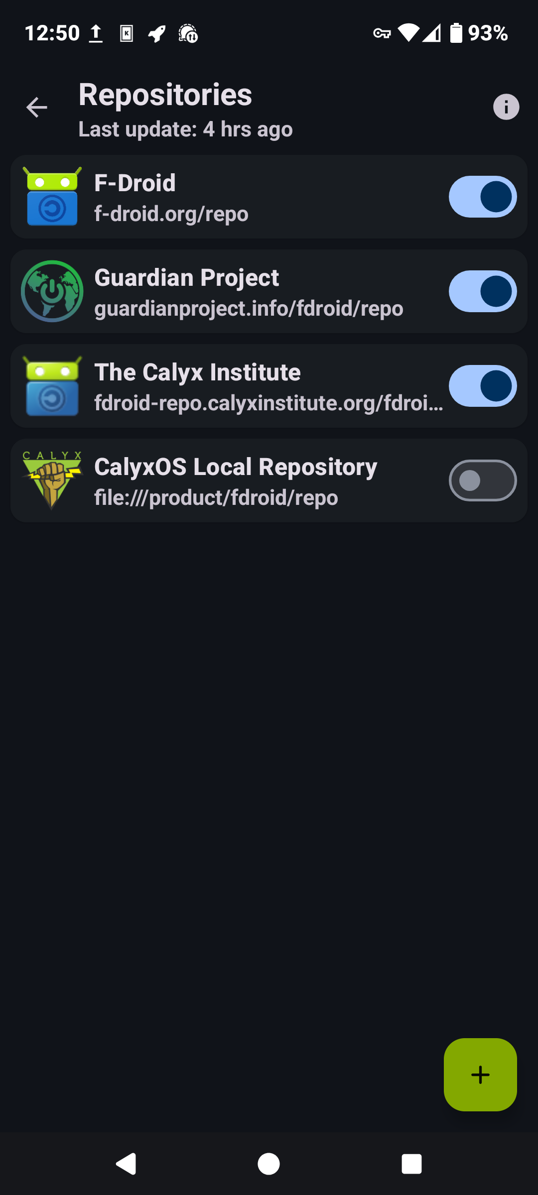CalyxOS desktop screenshot: 6.8 repositories