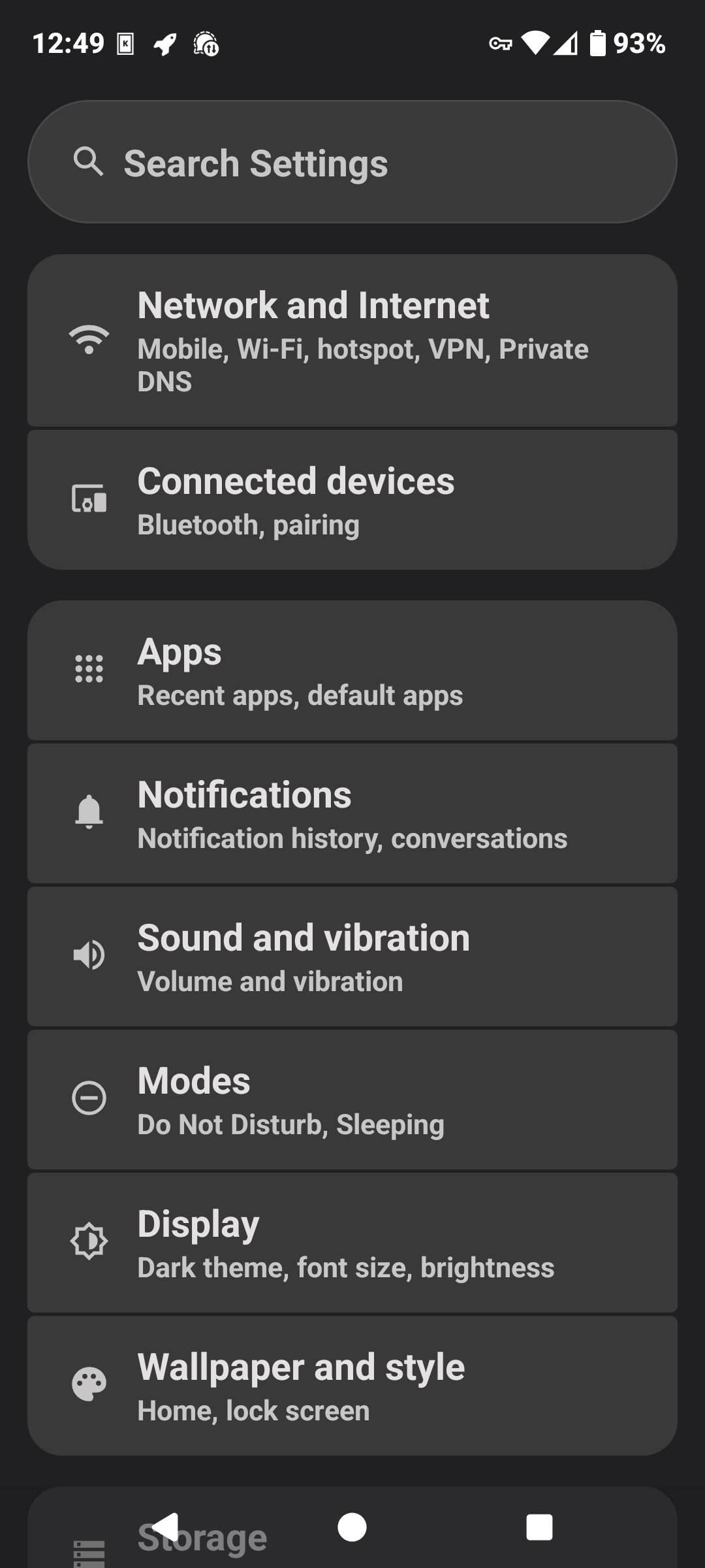 CalyxOS desktop screenshot: 6.8 settings