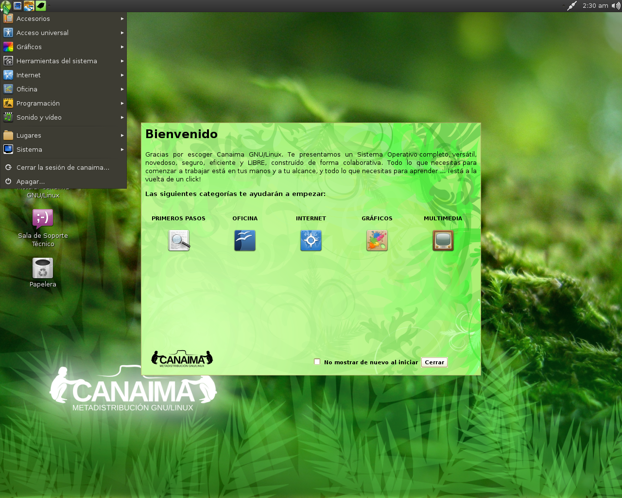 Canaima desktop screenshot: 3.1