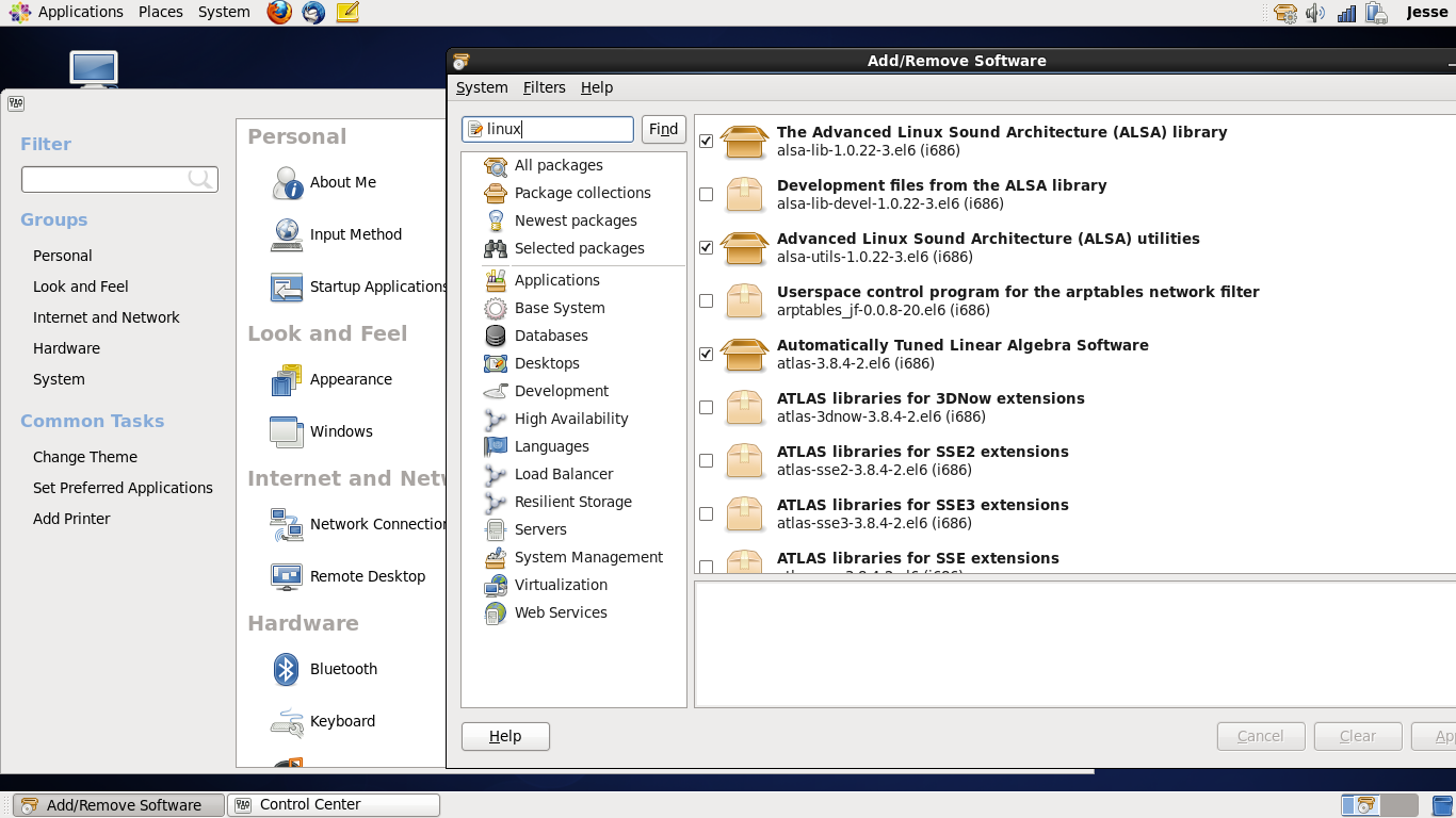 CentOS desktop screenshot: 6.3 settings