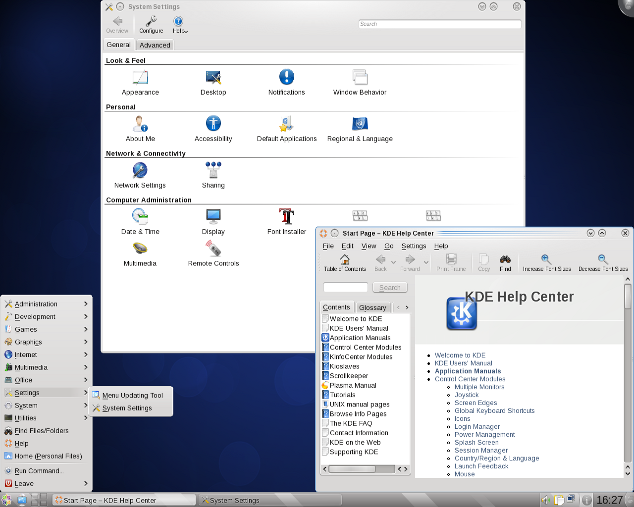 CentOS desktop screenshot: 6.4 settings