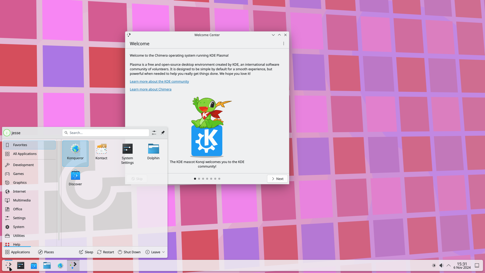 Chimera desktop screenshot: 20241027 plasma