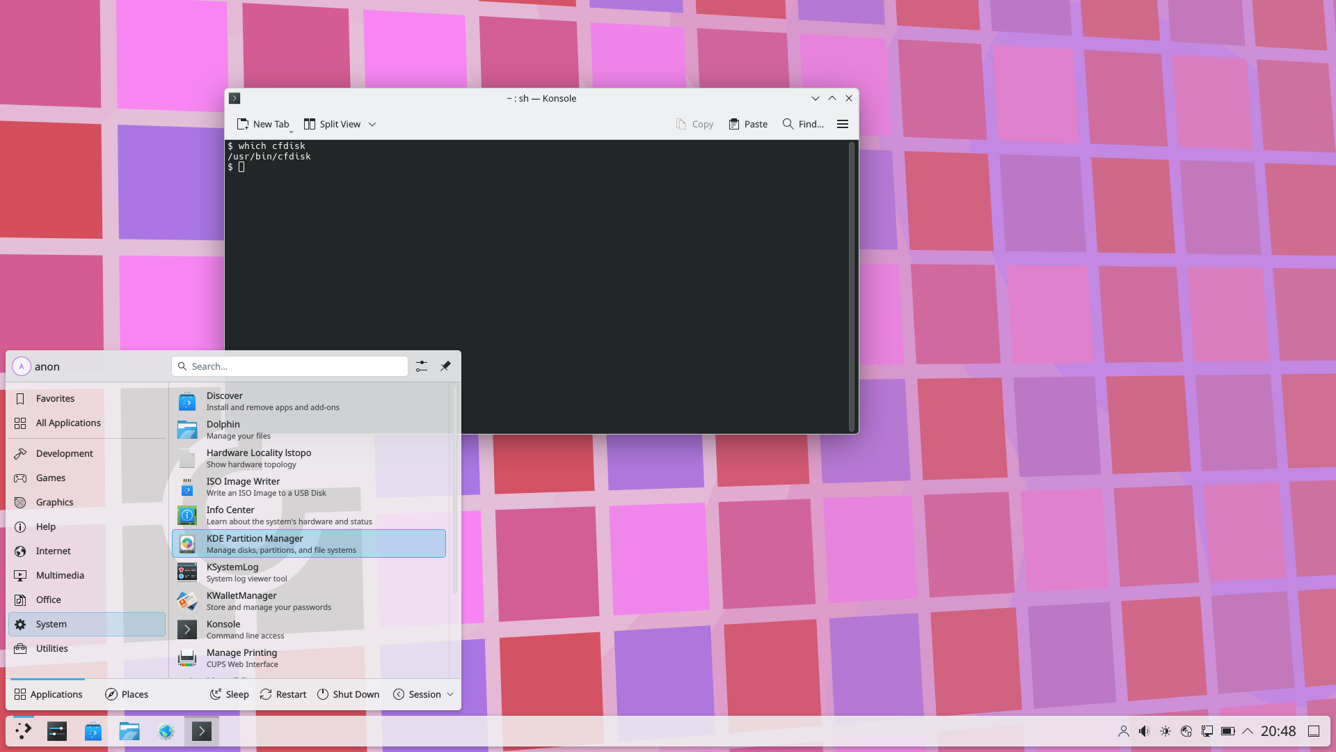 Chimera desktop screenshot: 20251220 partitions
