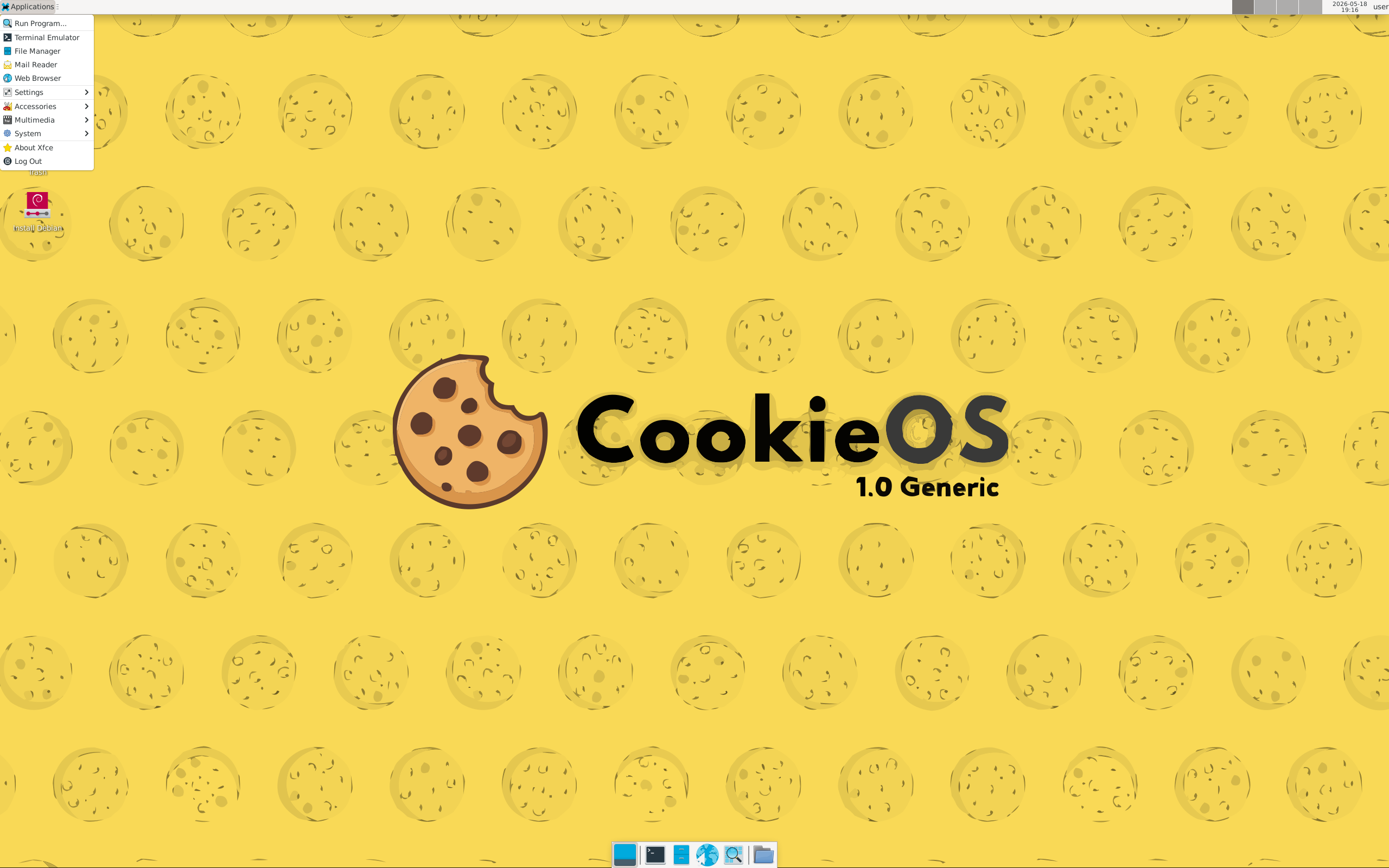 CookieOS desktop screenshot: 1.0.1