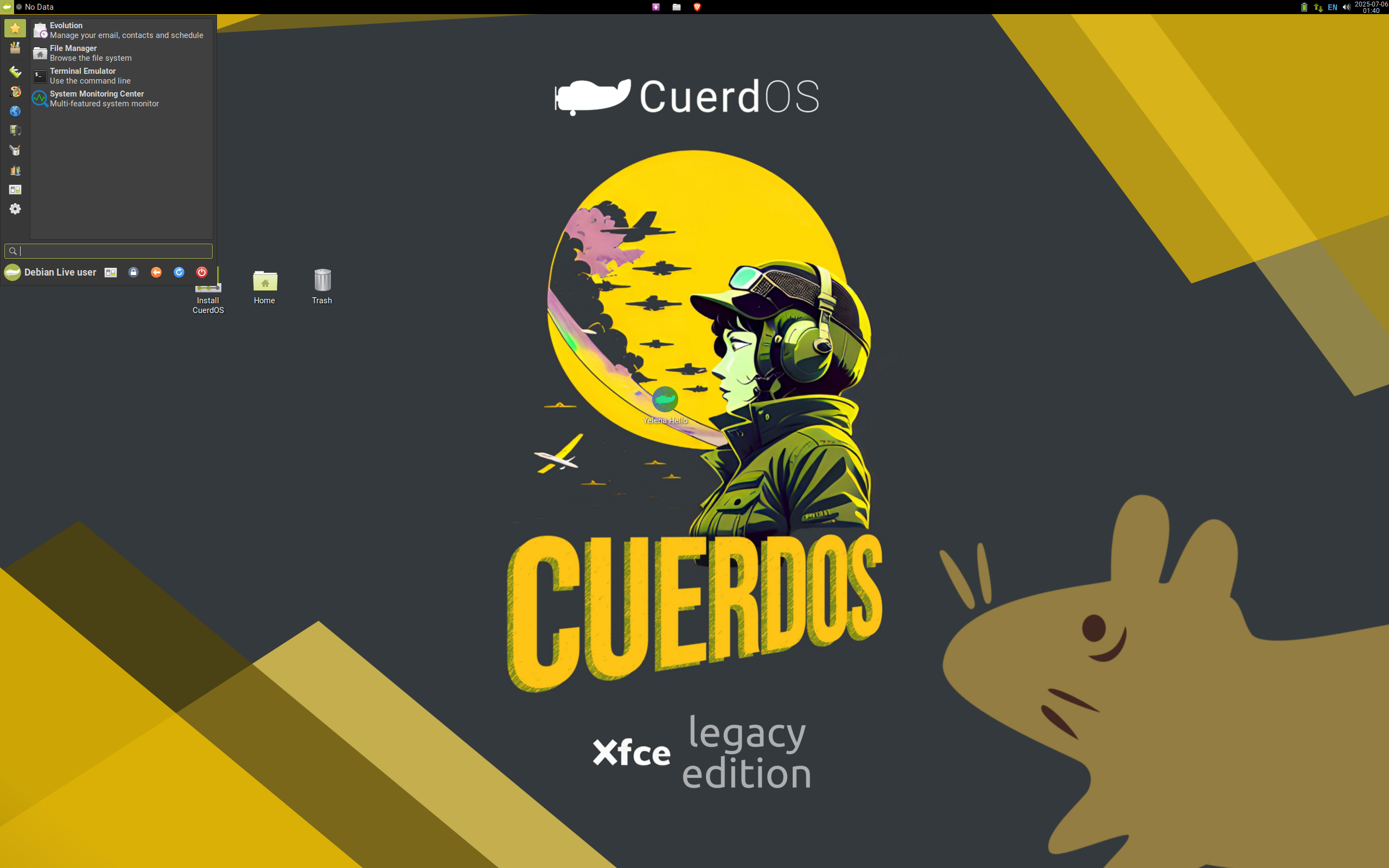 CuerdOS desktop screenshot: 1.2.1 legacy