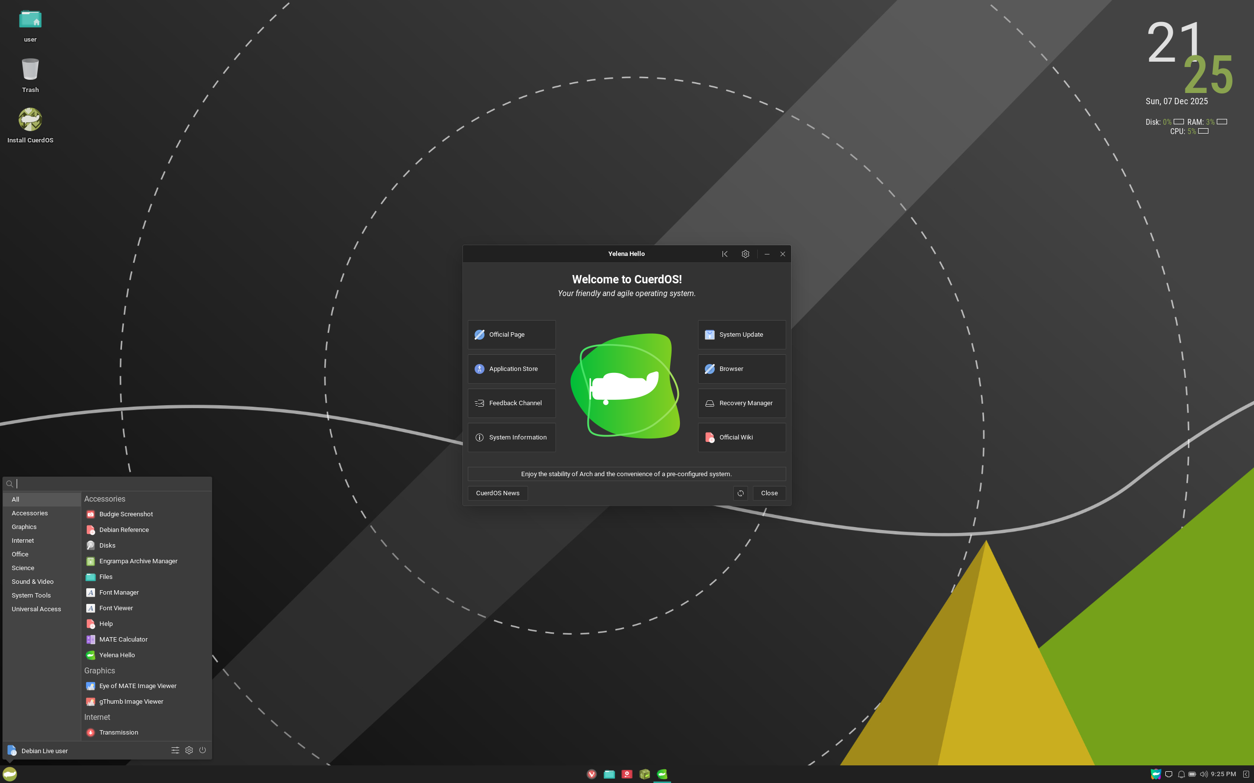 CuerdOS desktop screenshot: 2.0 budgie