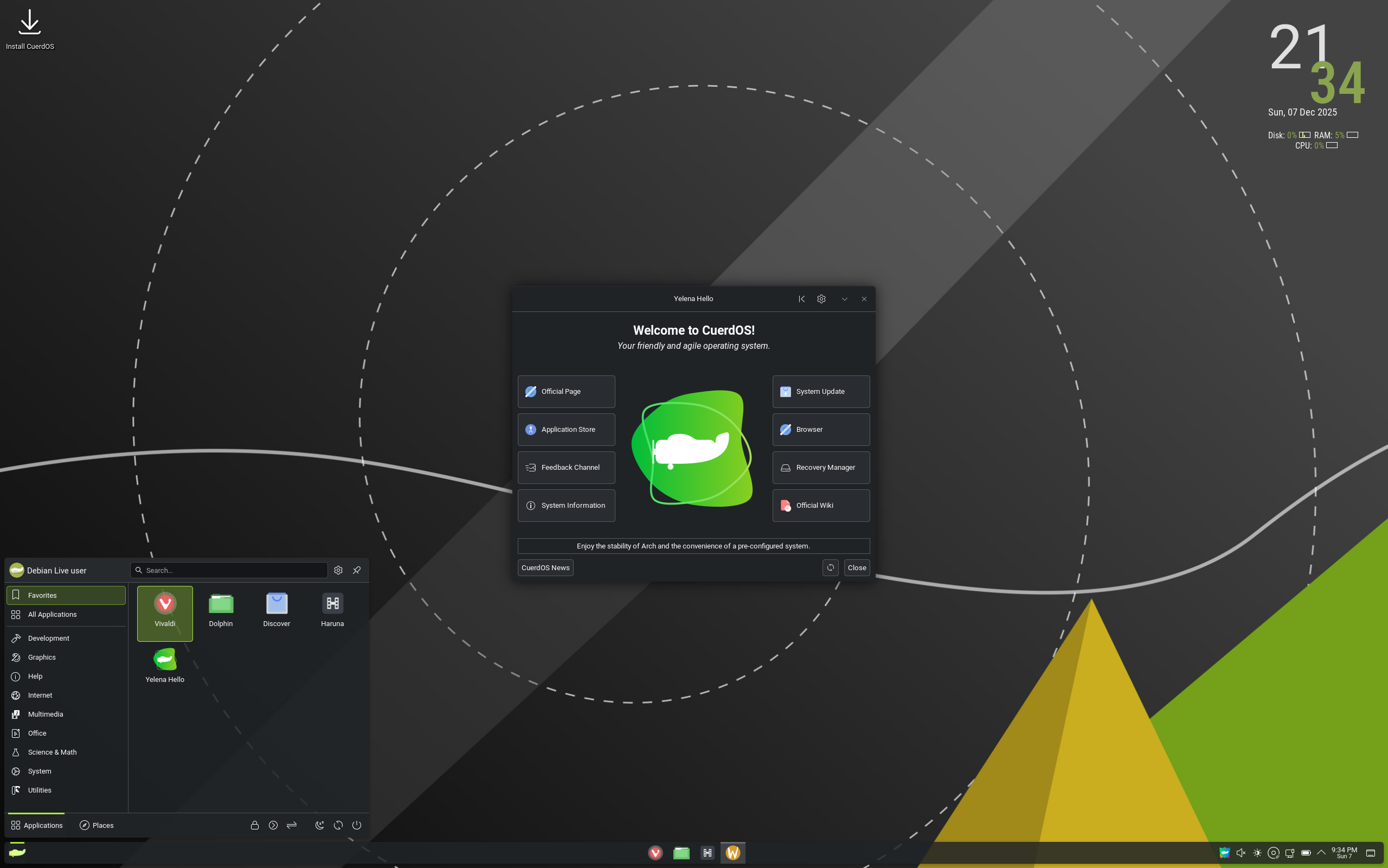 CuerdOS desktop screenshot: 2.0 kde
