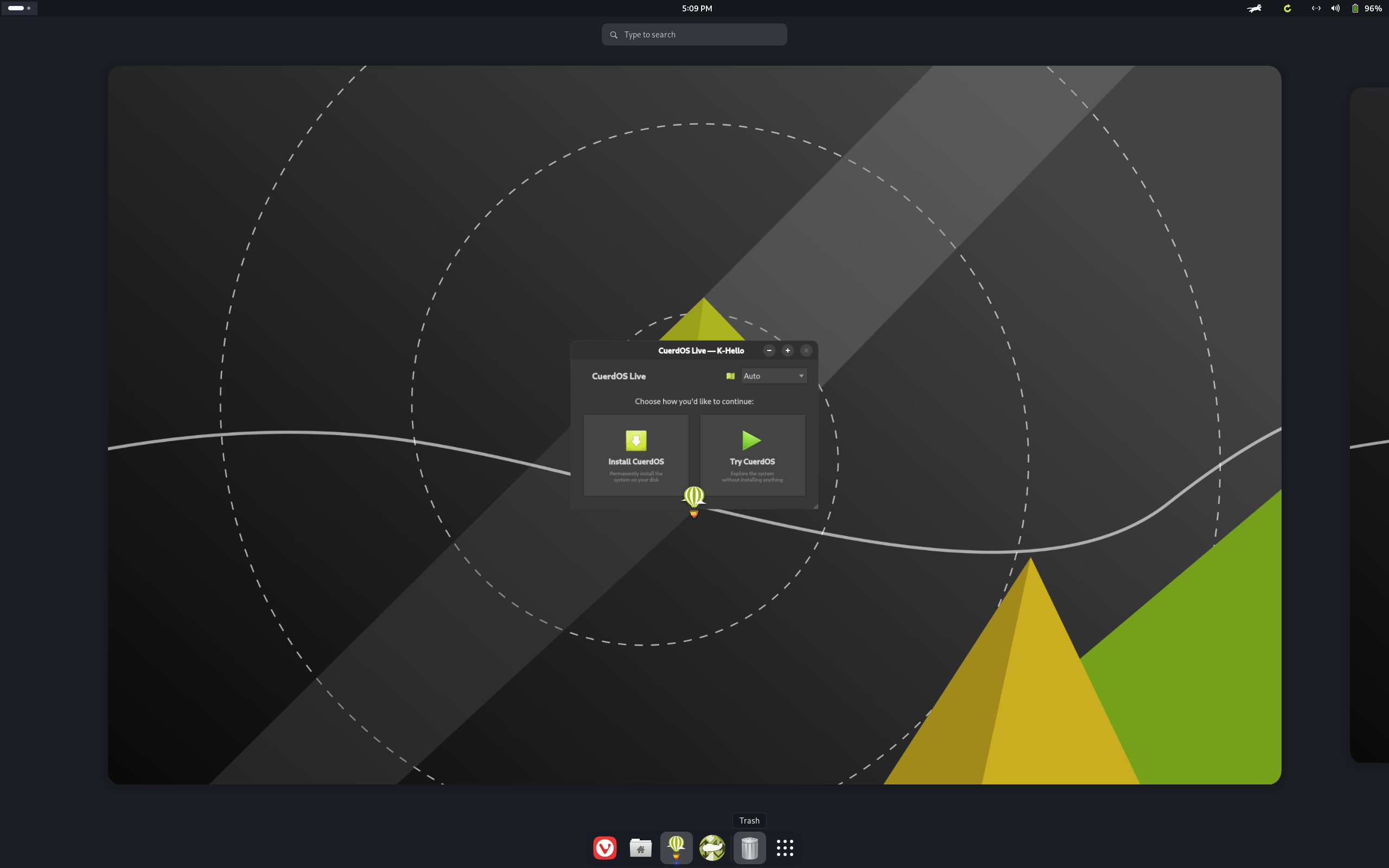 CuerdOS desktop screenshot: 2.1.1 gnome