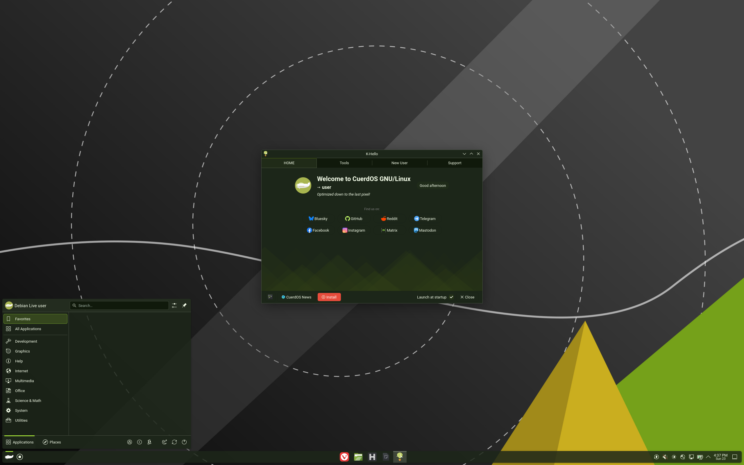 CuerdOS desktop screenshot: 2.1.1 kde