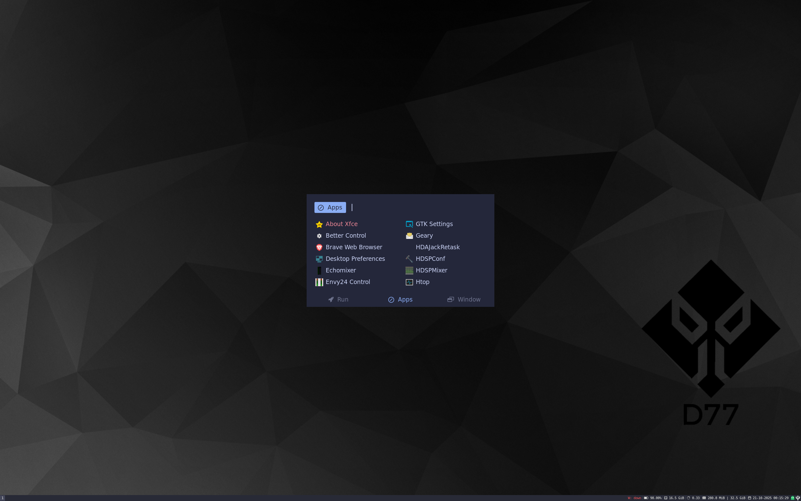 d77void desktop screenshot: 20251013